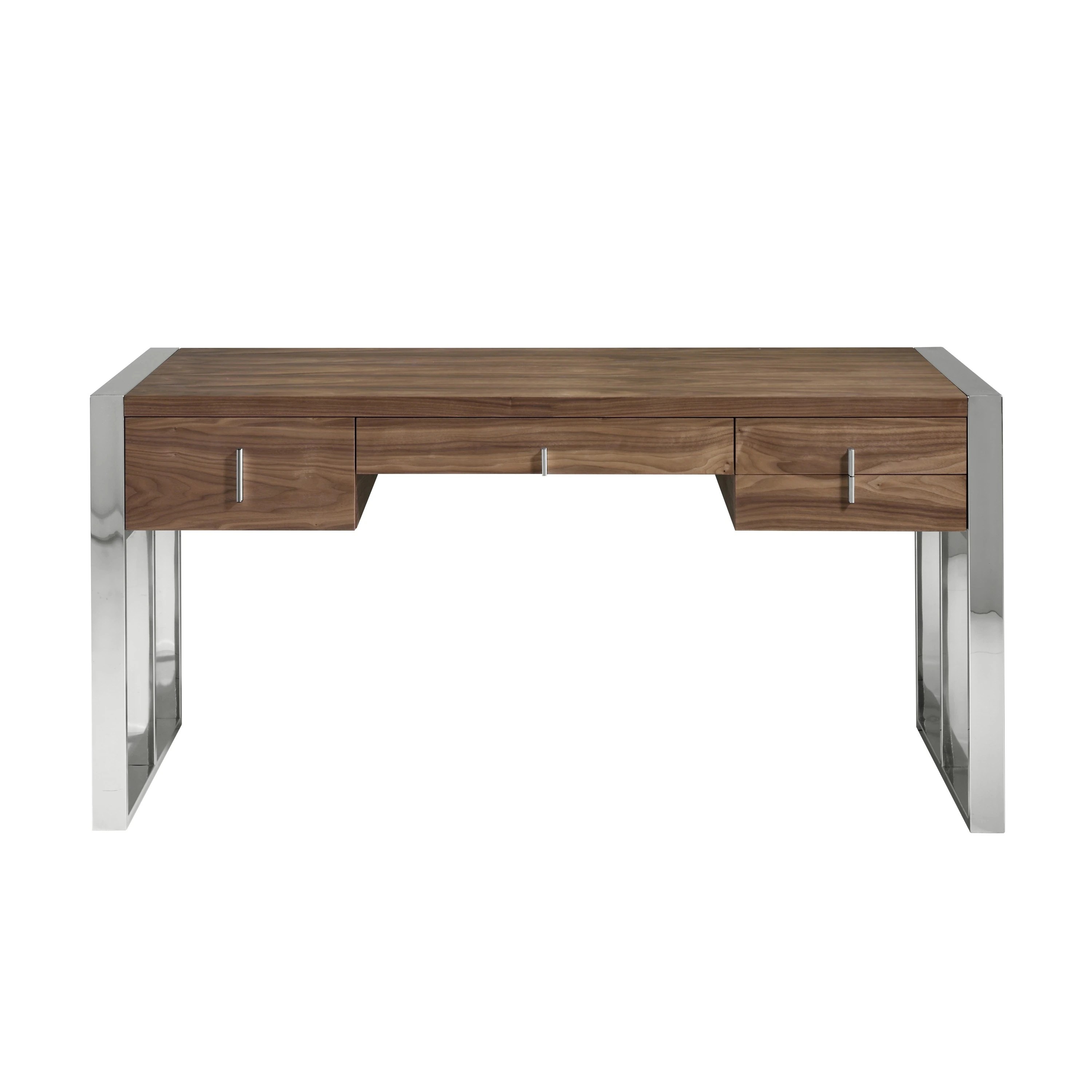 Bureau en noyer et acier chromé