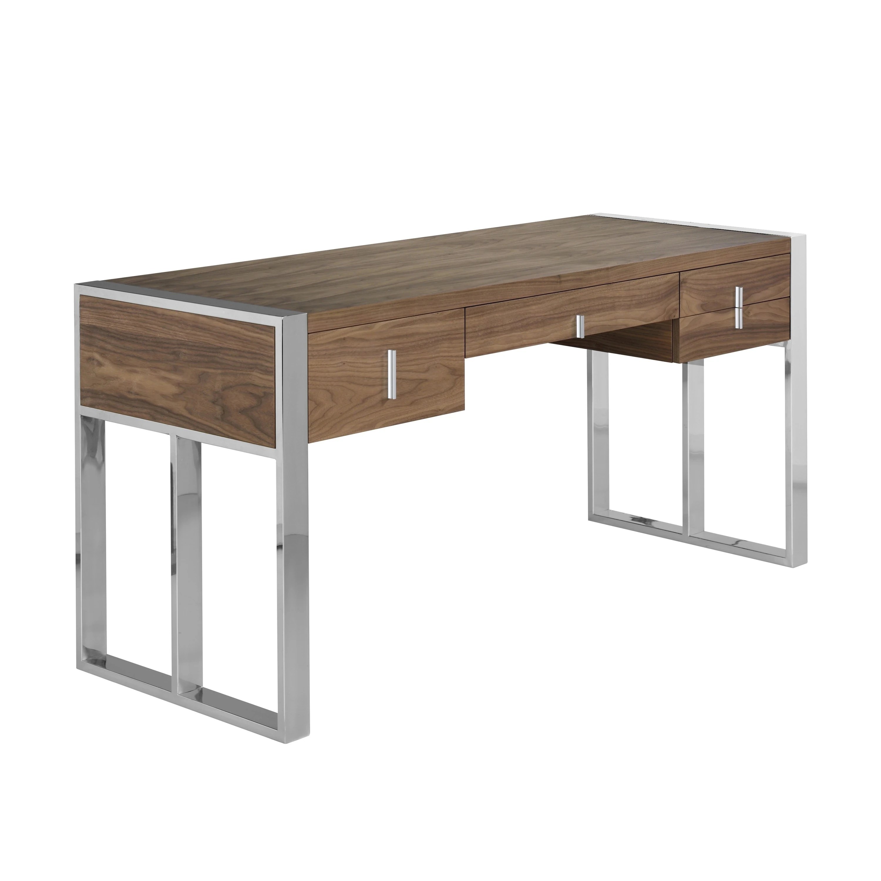 Bureau en noyer et acier chromé