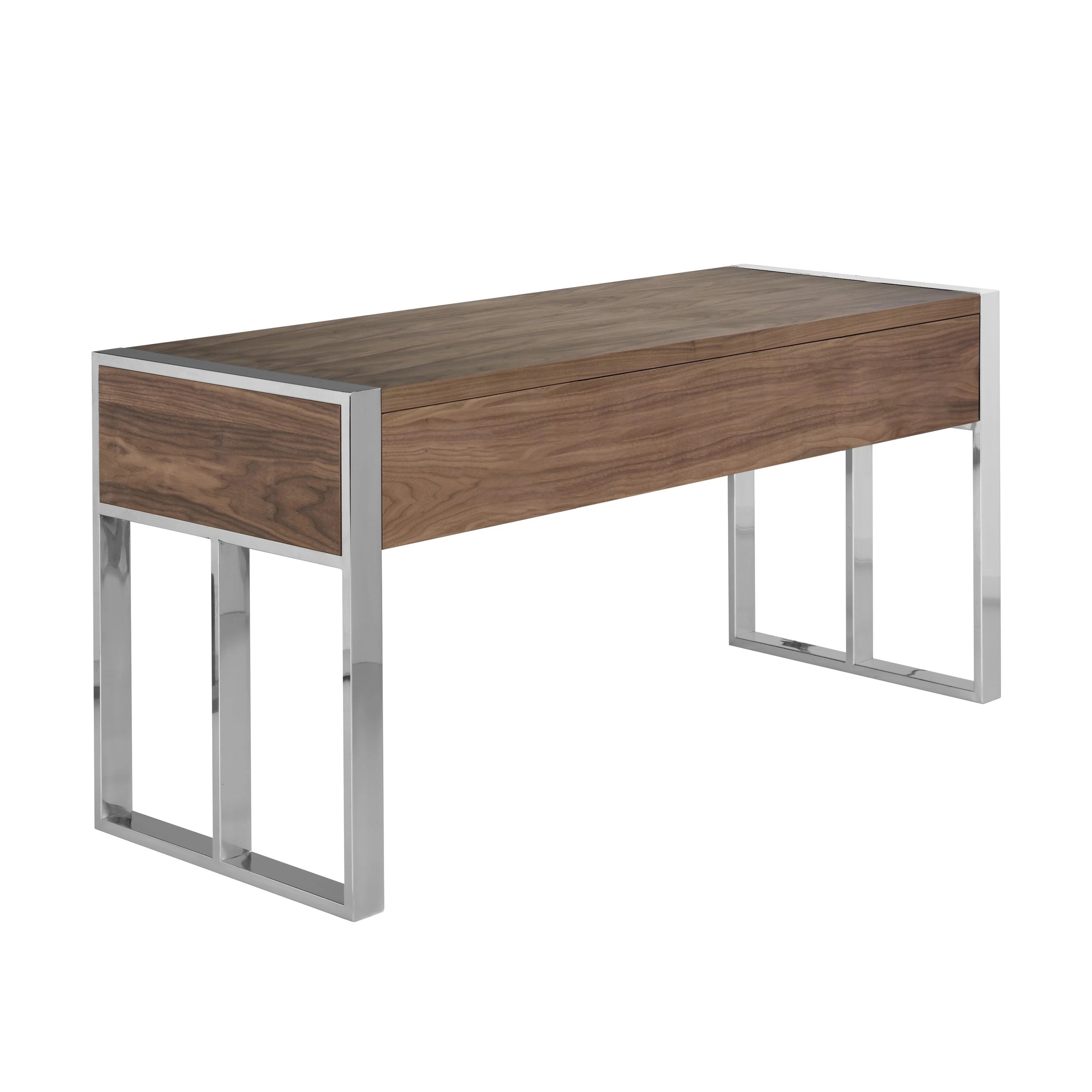 Bureau en noyer et acier chromé