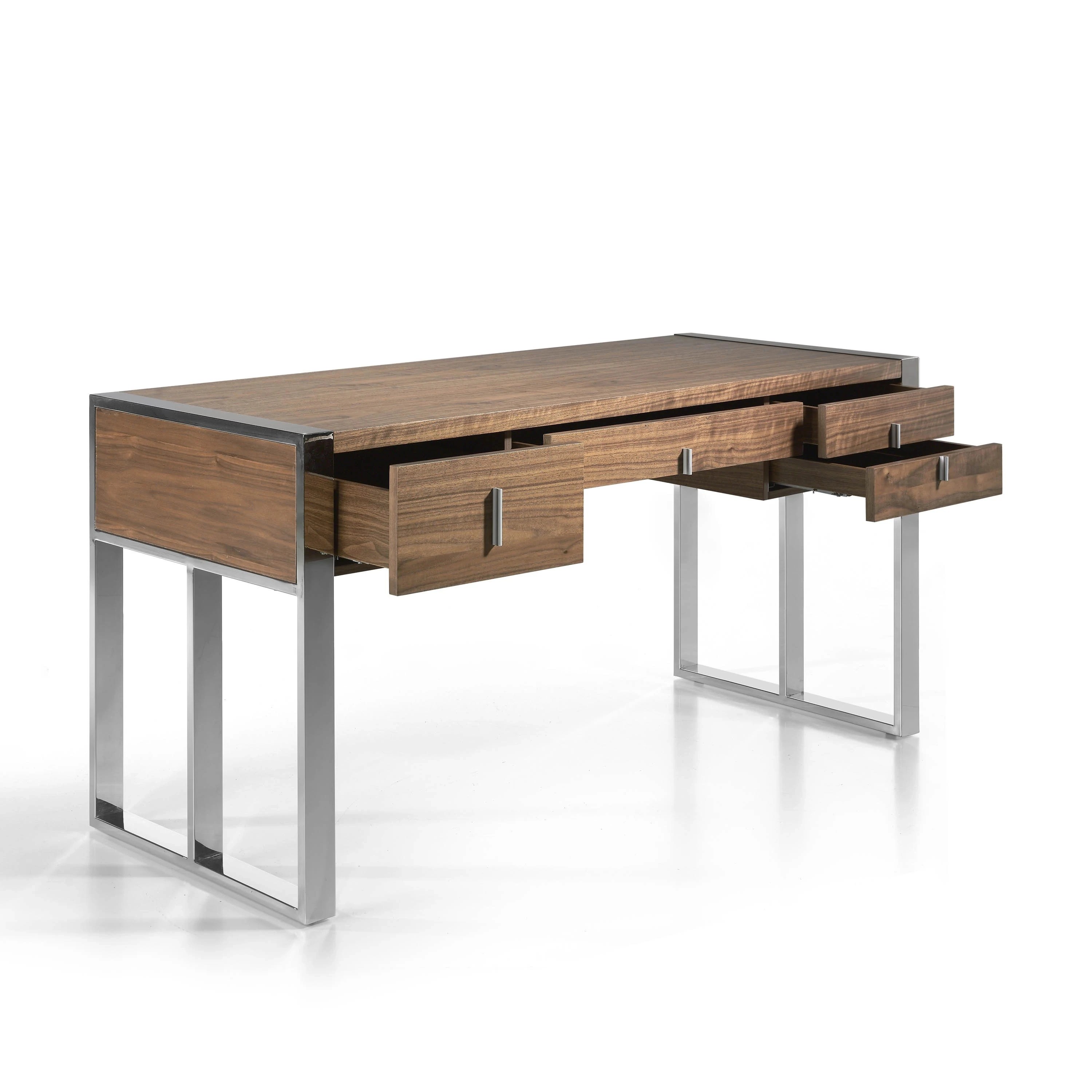Bureau en noyer et acier chromé
