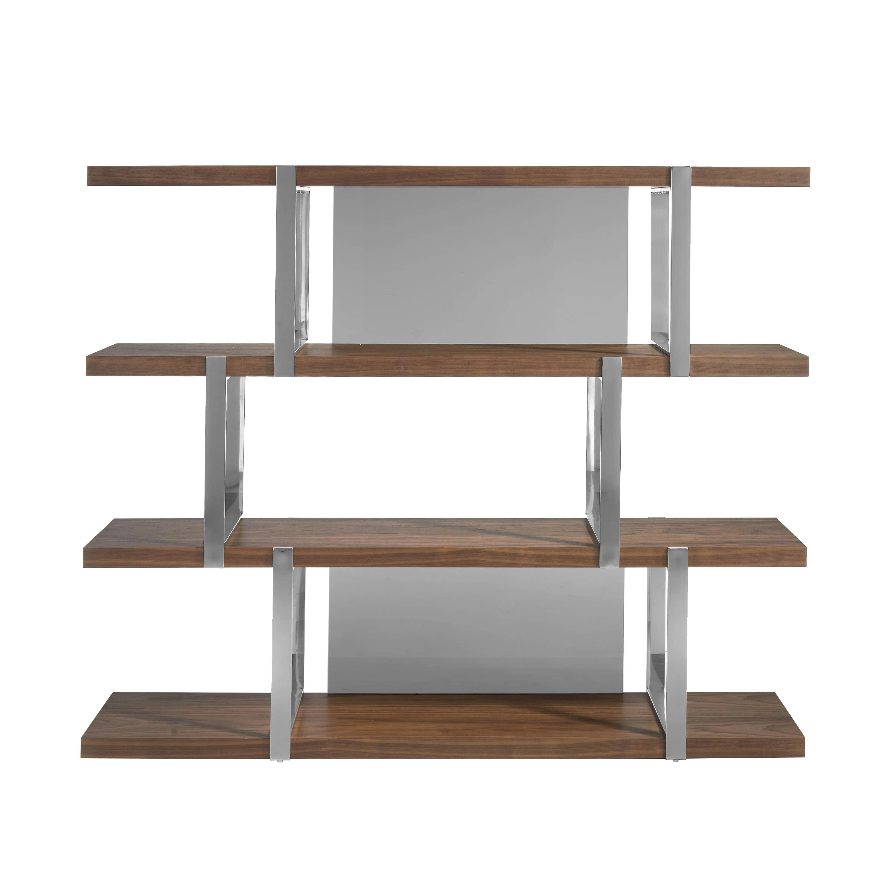 Etagère en noyer avec cloisons en verre noir