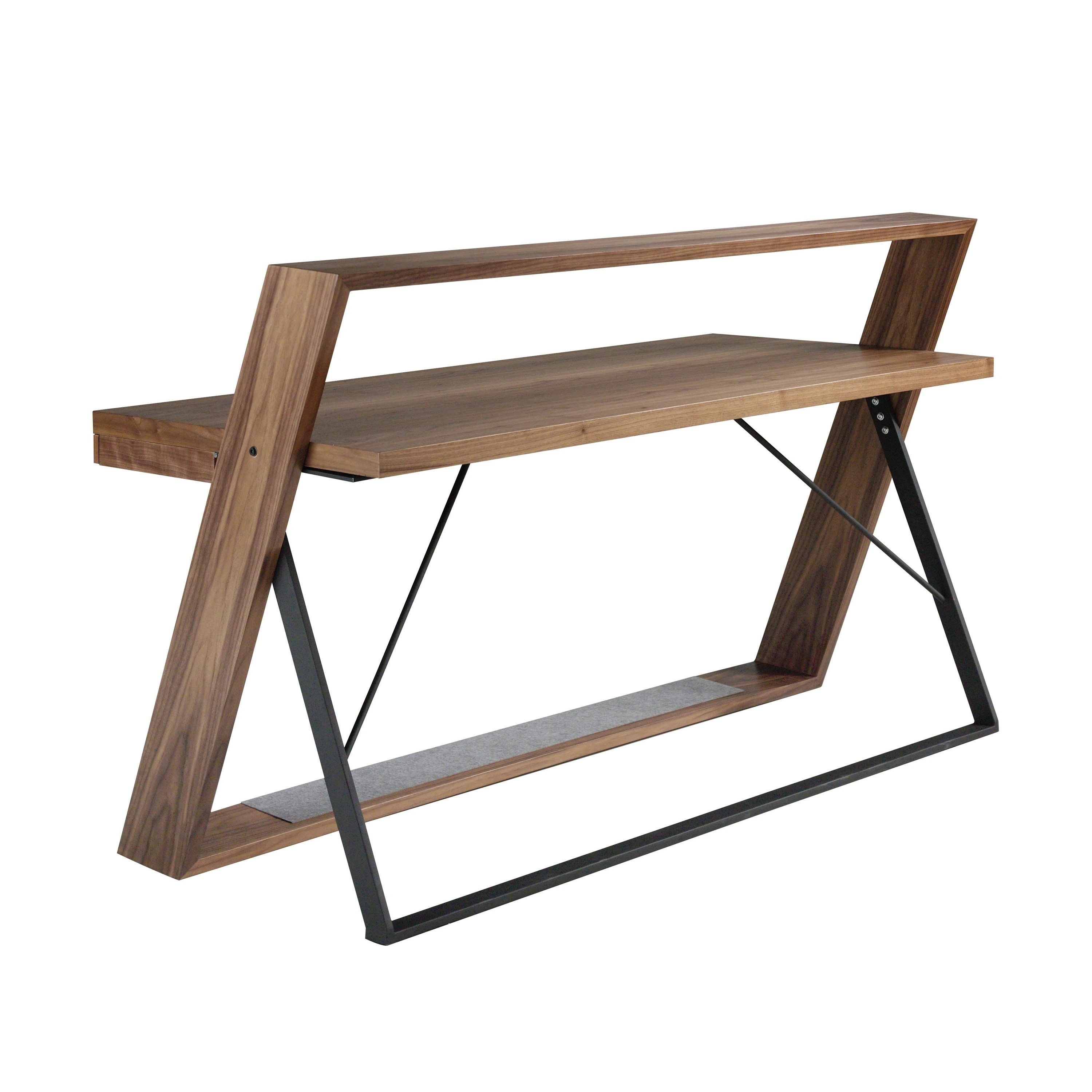 Bureau en noyer et acier noir