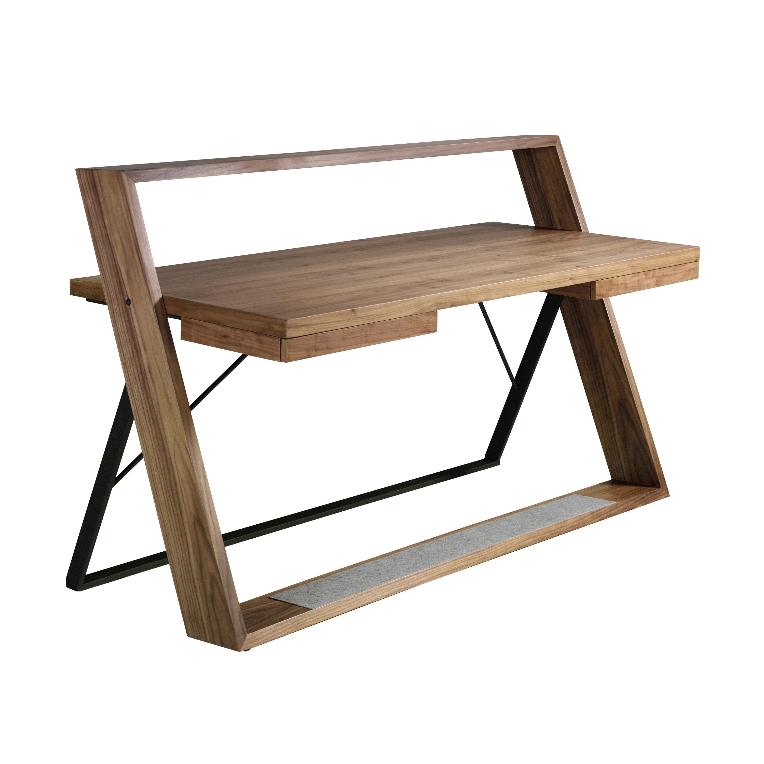 Bureau en noyer et acier noir