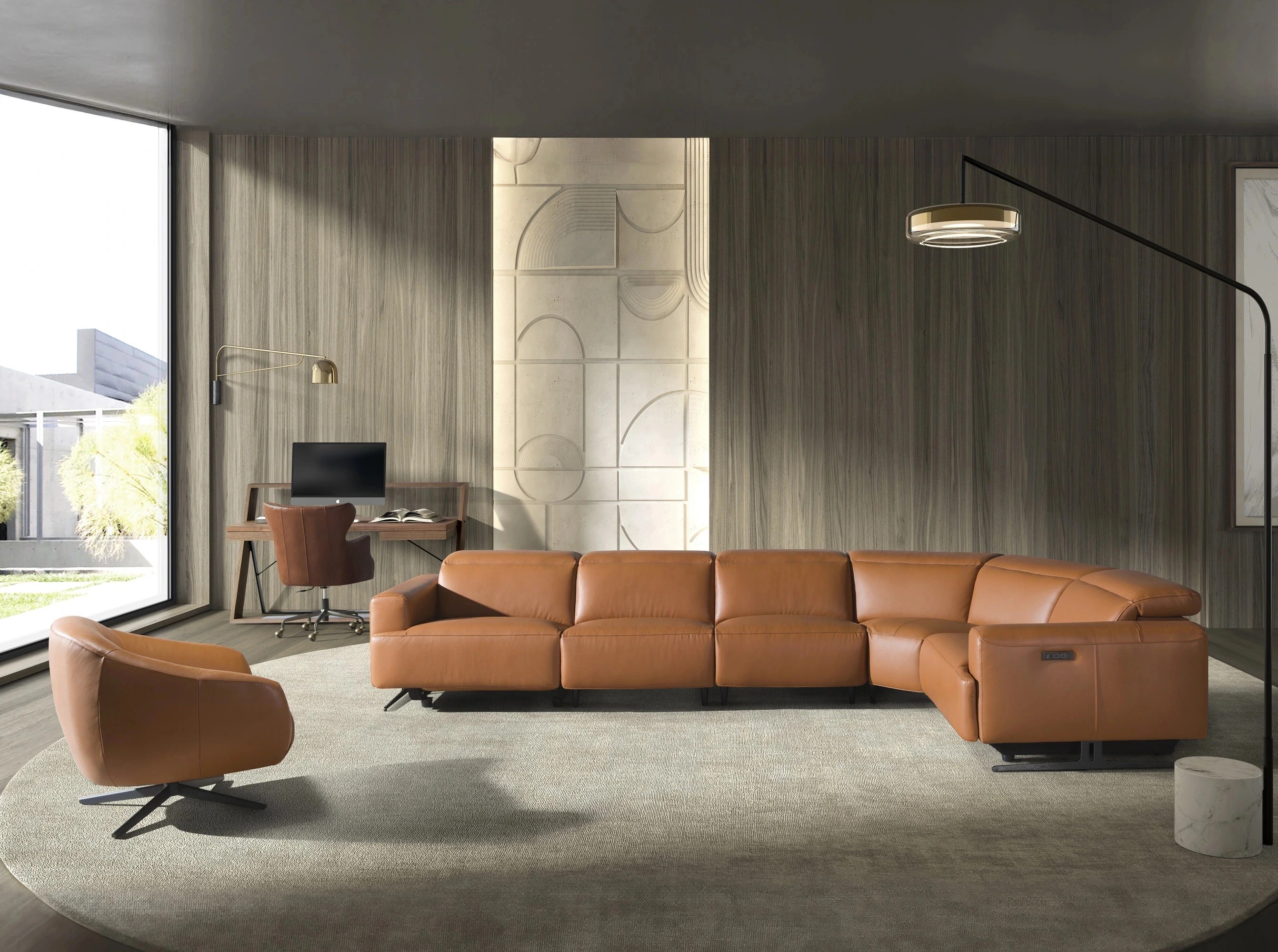 Bureau en noyer et acier noir