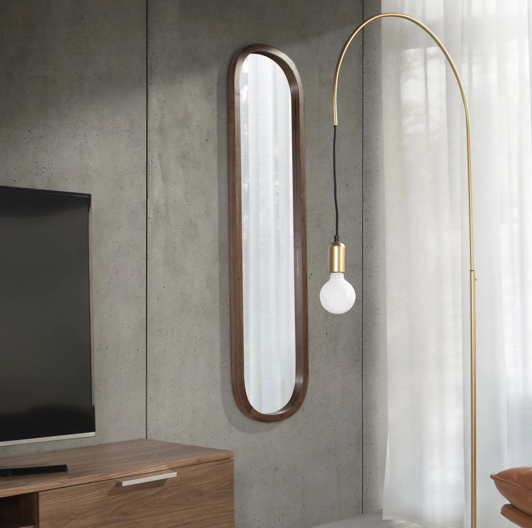 Miroir mural ovale noyer