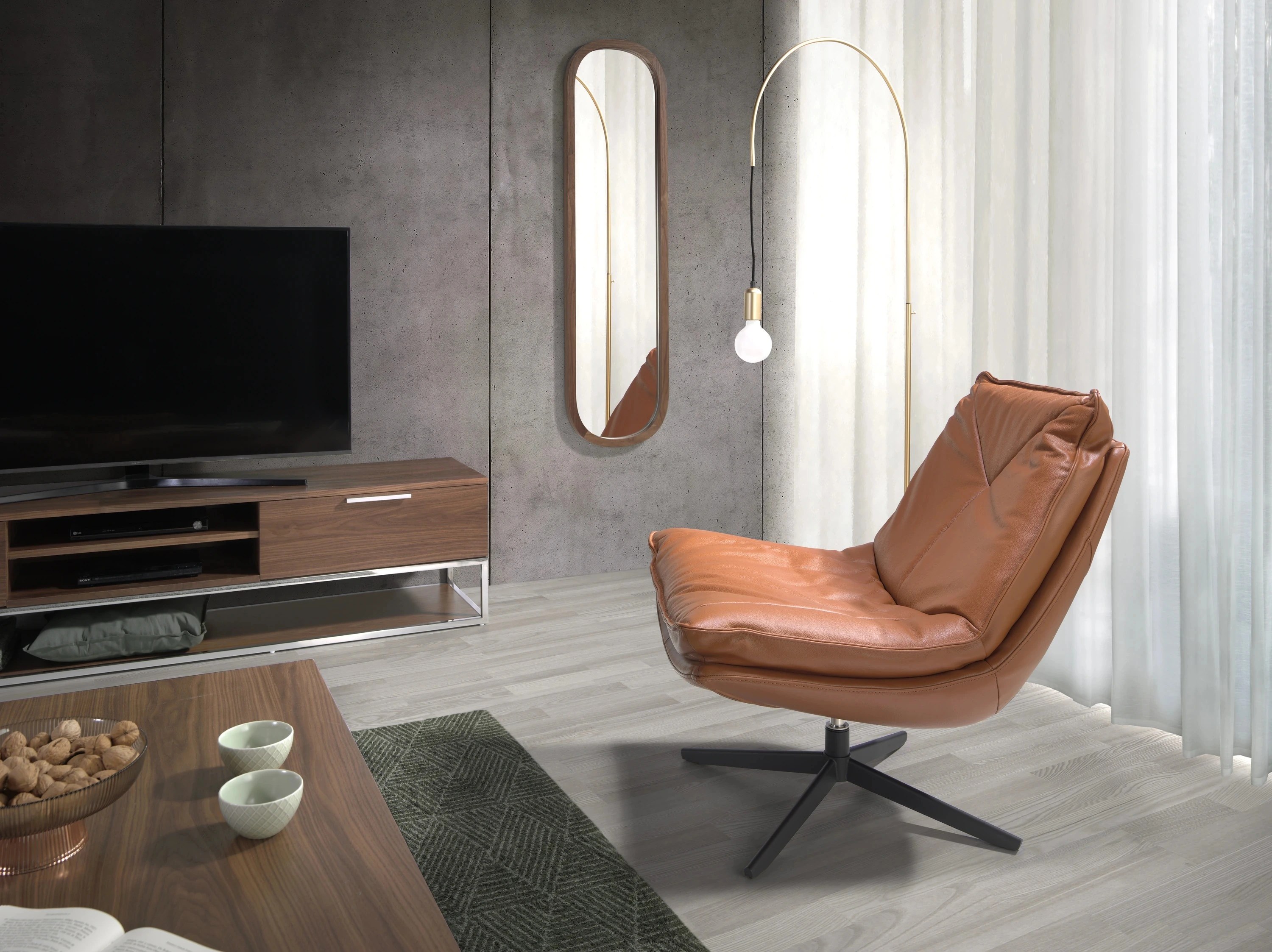 Miroir mural ovale noyer