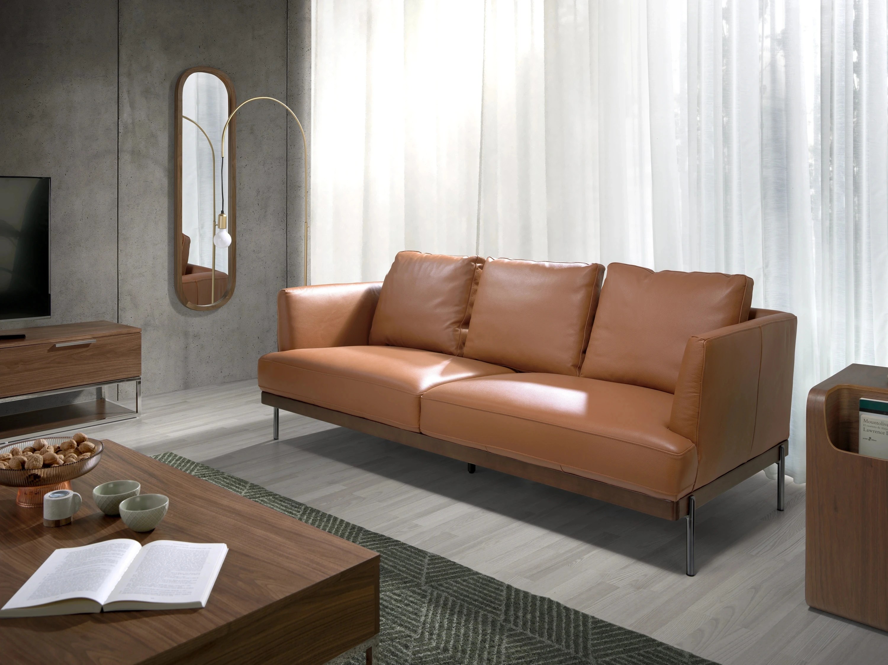 Miroir mural ovale noyer