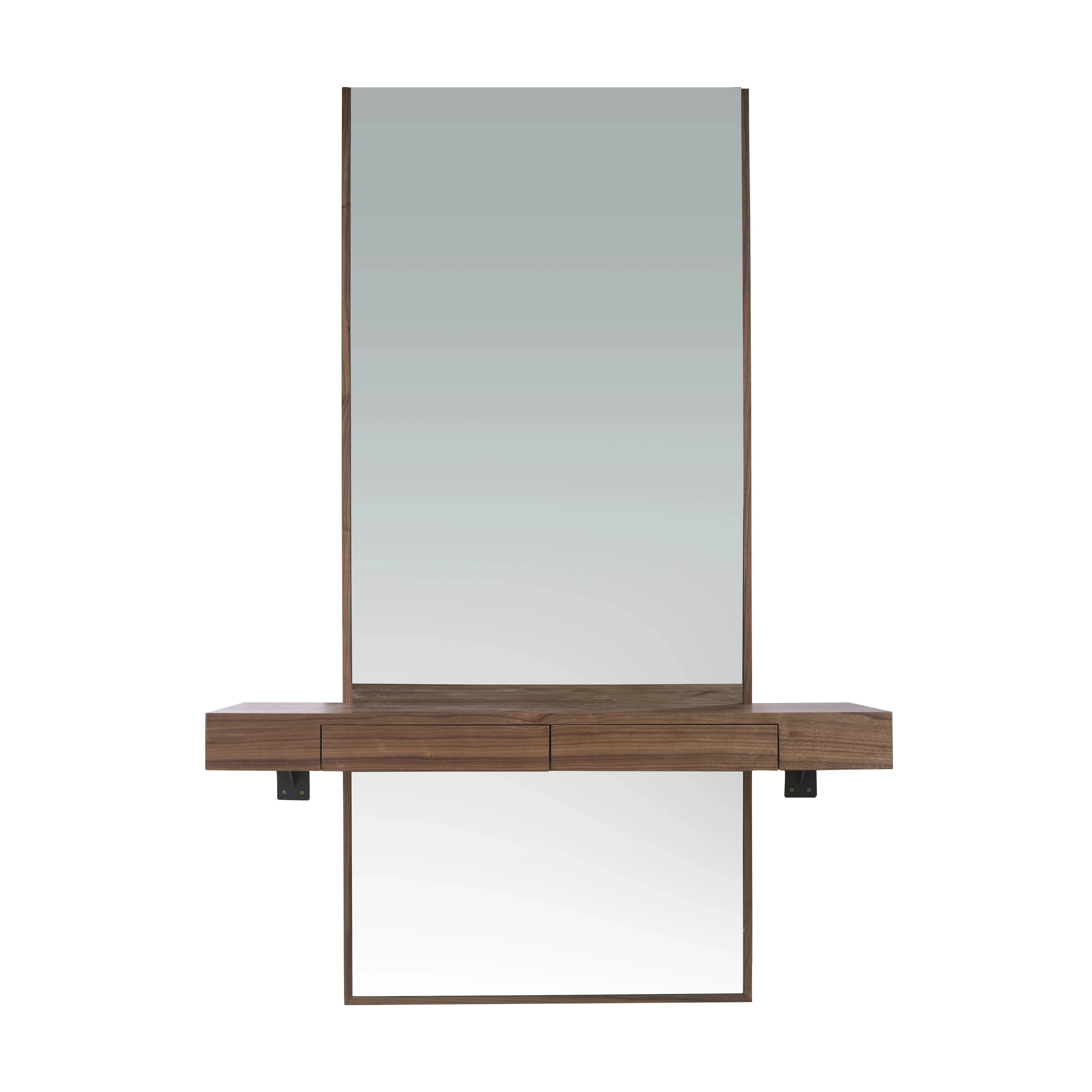 Miroir mural rectangulaire noyer