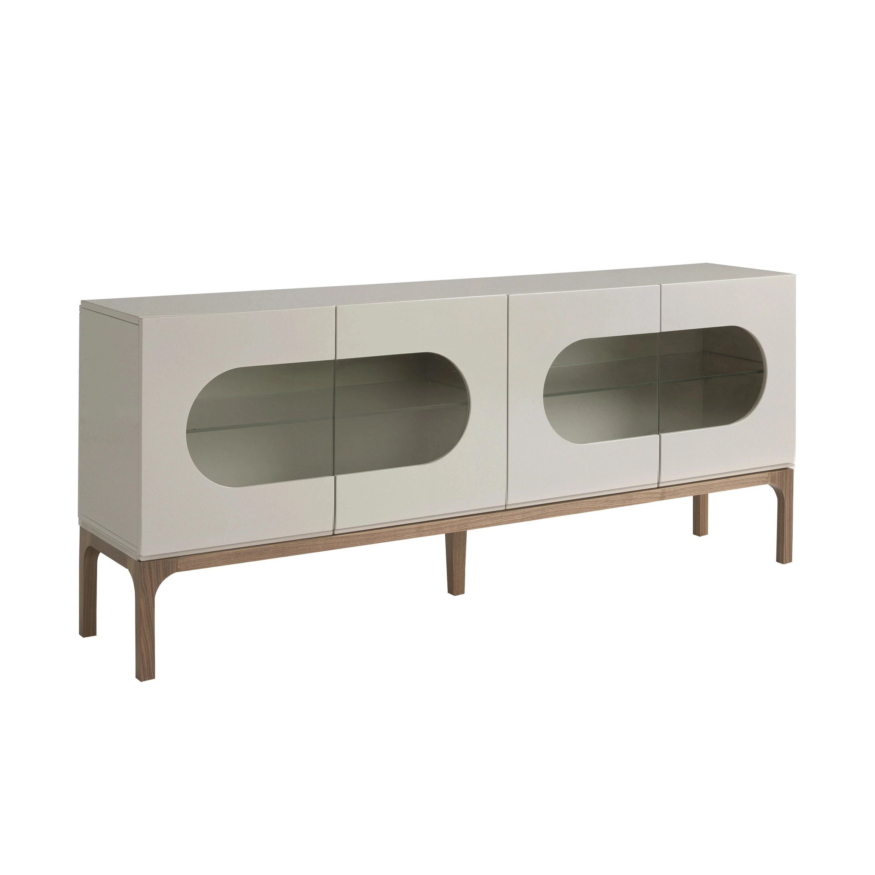 Buffet en noyer et gris avec éclairage intérieur