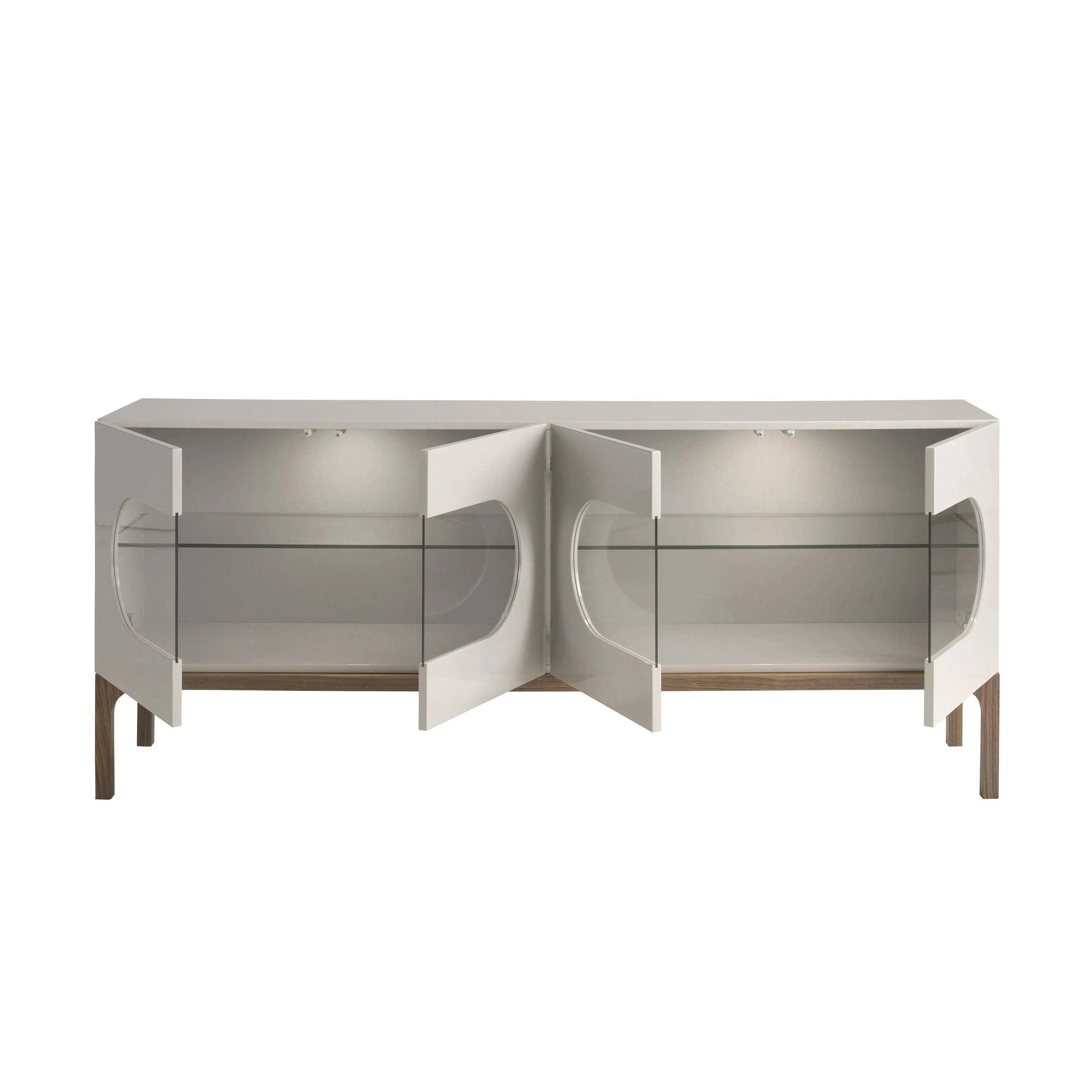 Buffet en noyer et gris avec éclairage intérieur