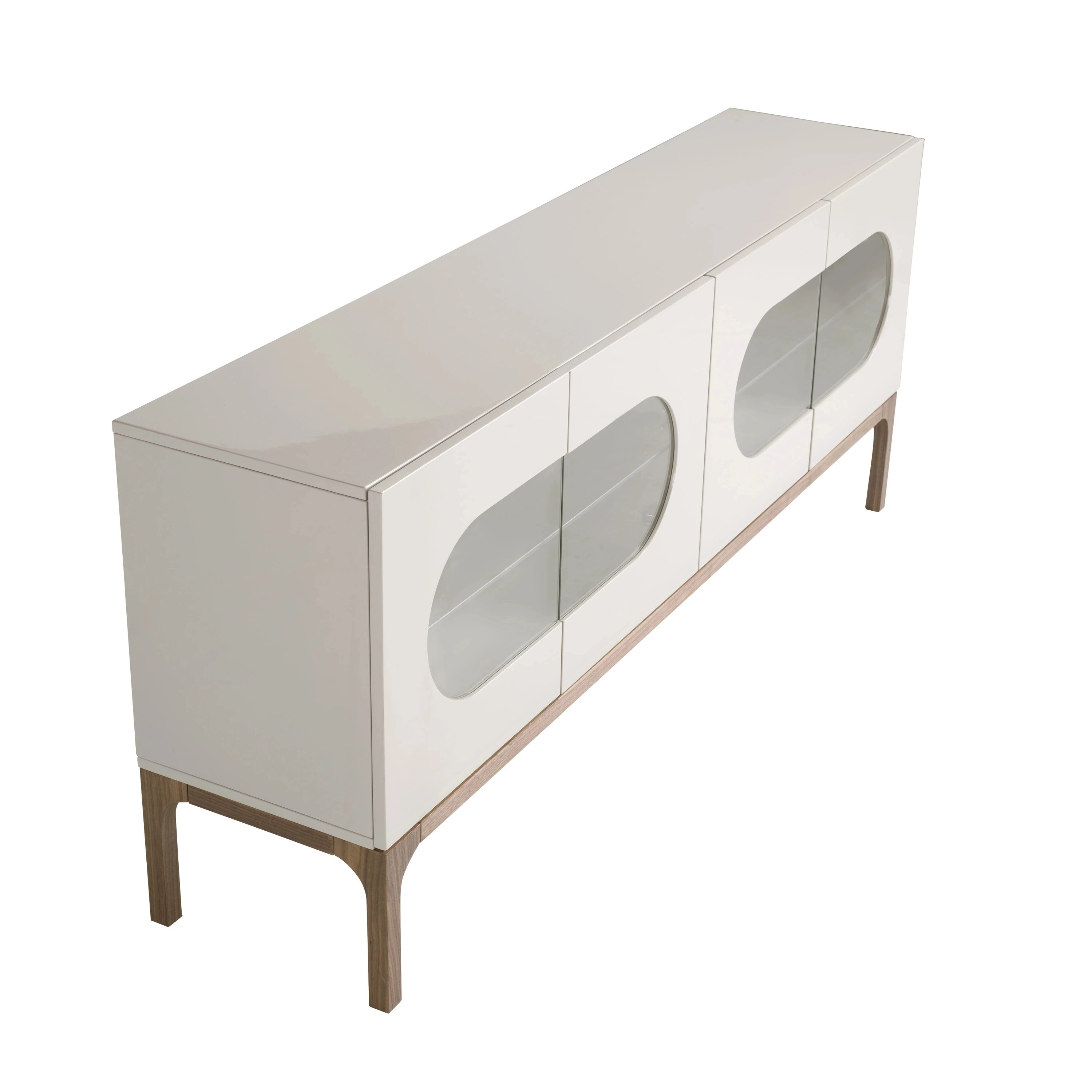 Buffet en noyer et gris avec éclairage intérieur