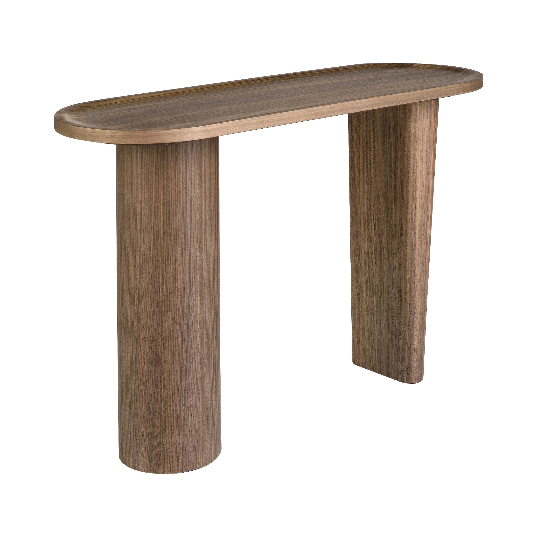 Console ovale en noyer demi-point