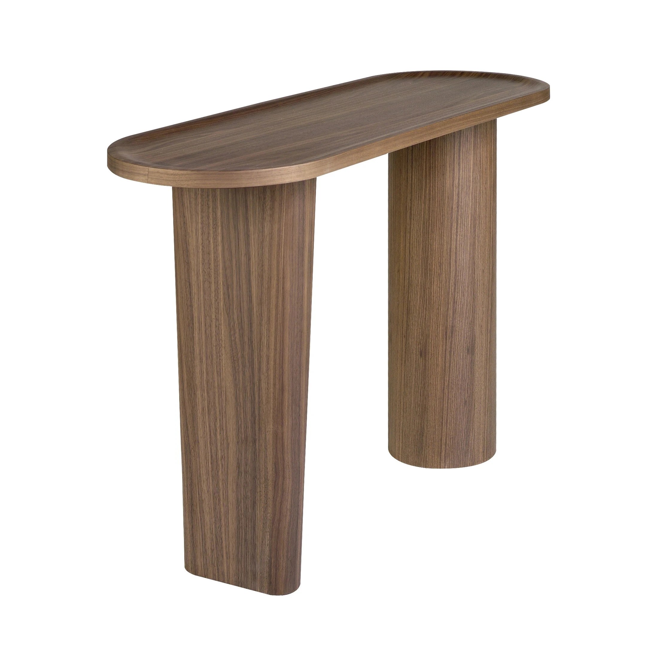 Console ovale en noyer demi-point