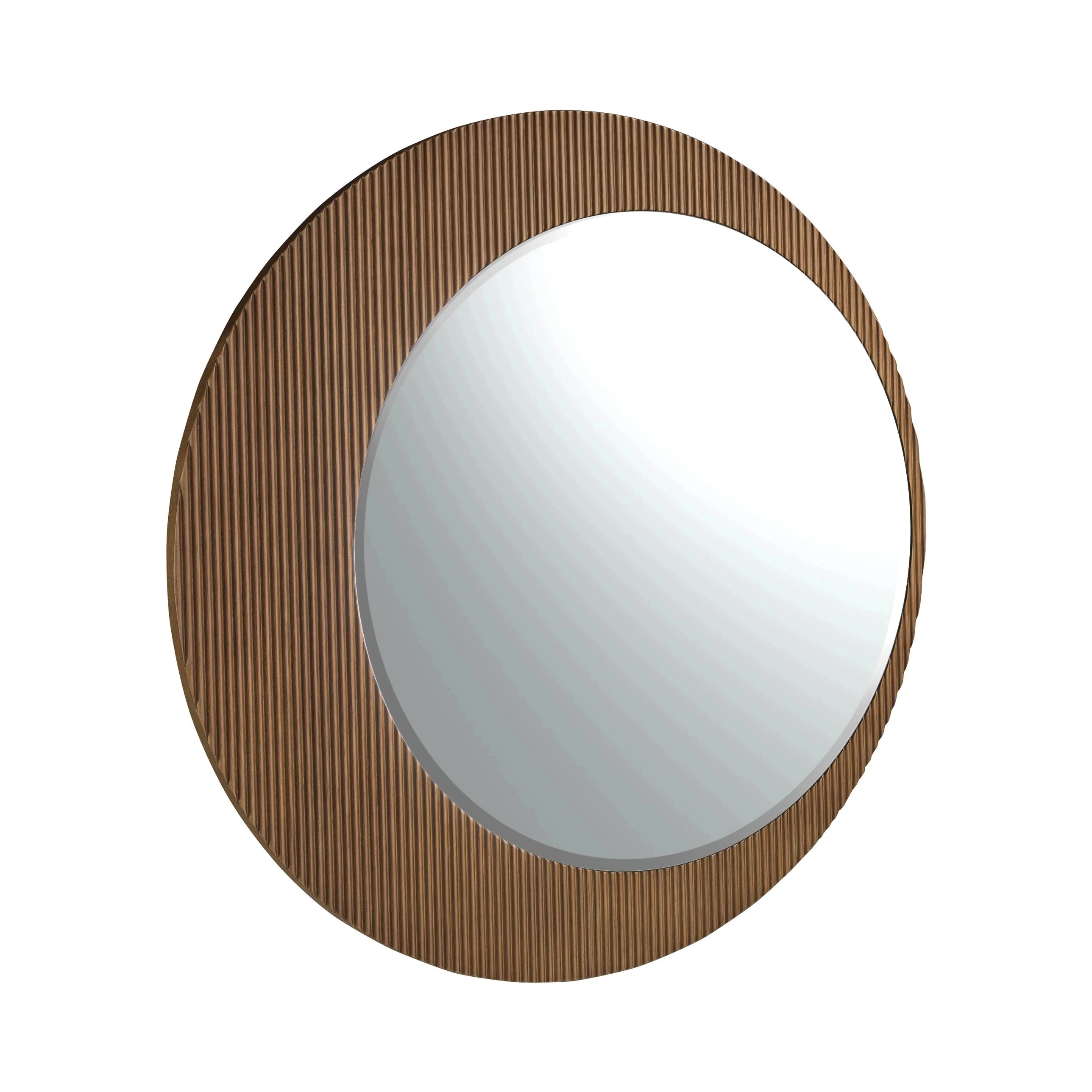 Miroir mural rond noyer