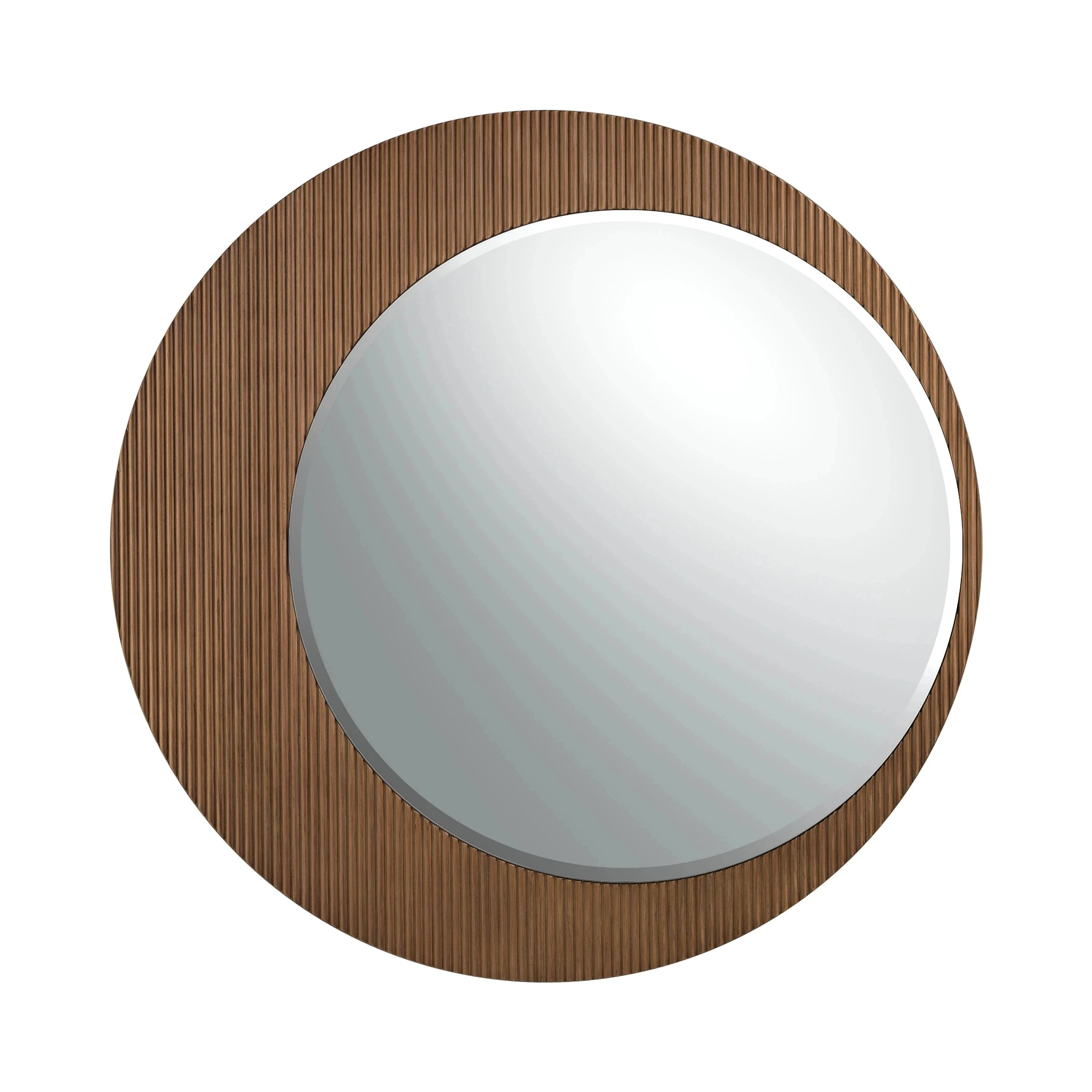 Miroir mural rond noyer