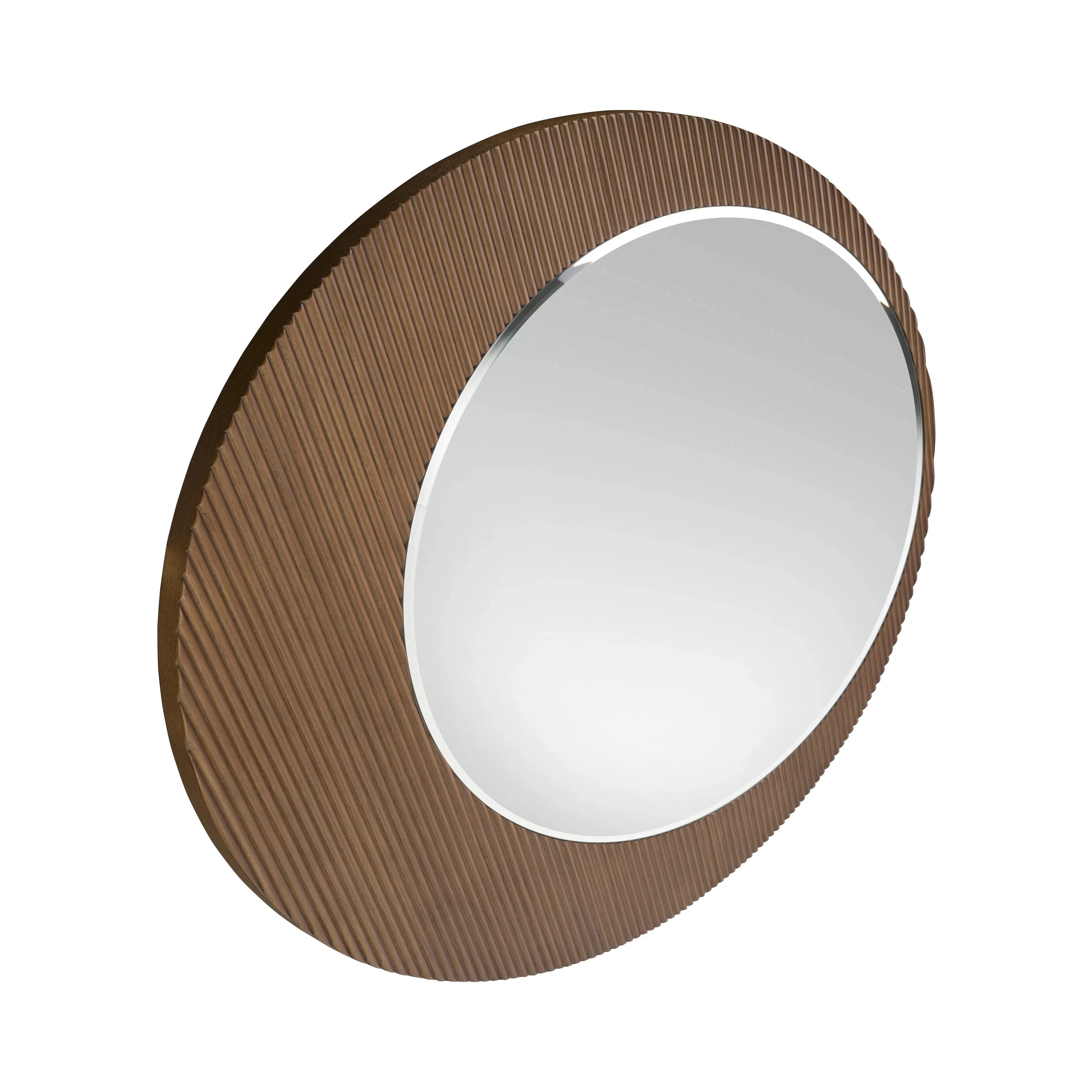 Miroir mural rond noyer