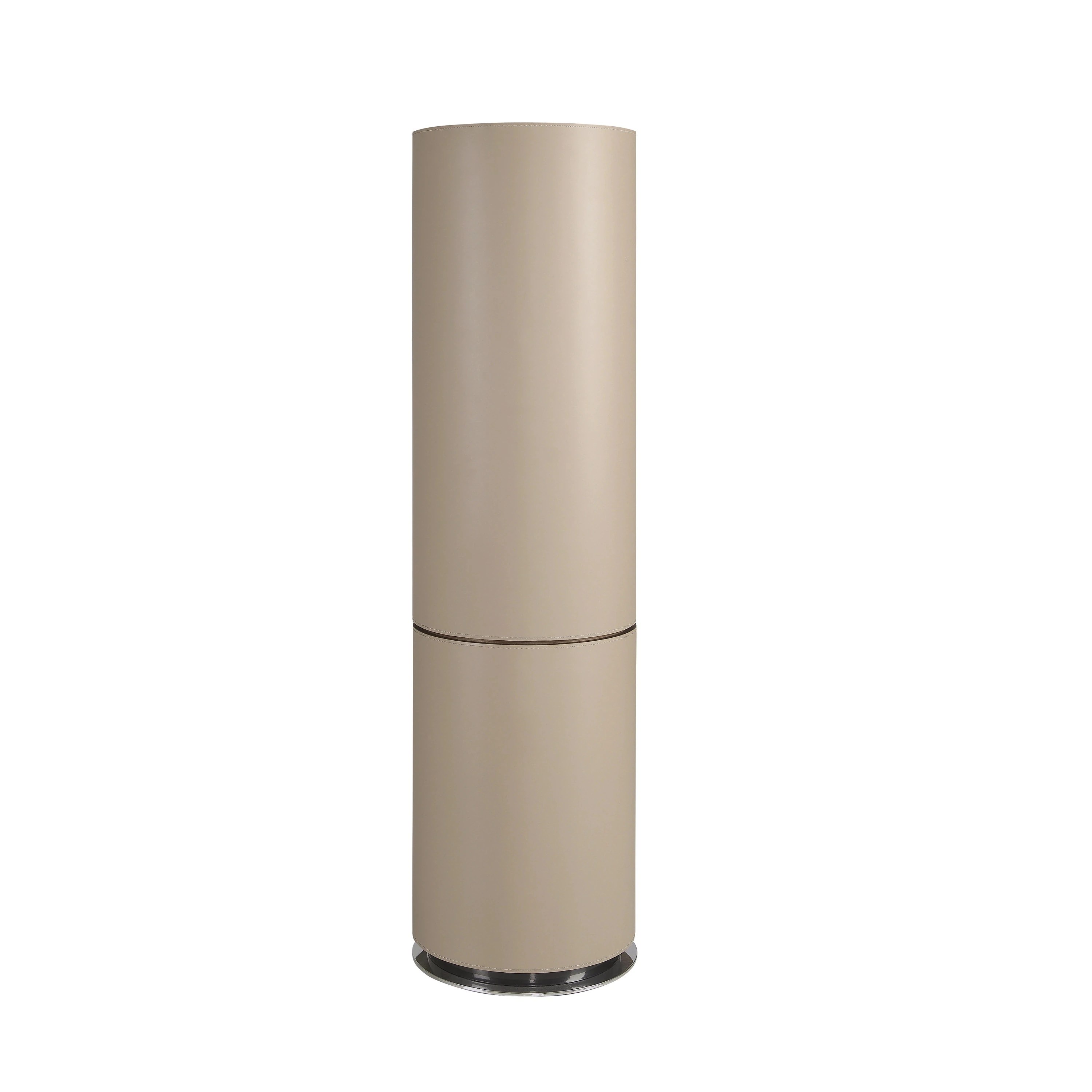 Étagère noyer et similicuir taupe