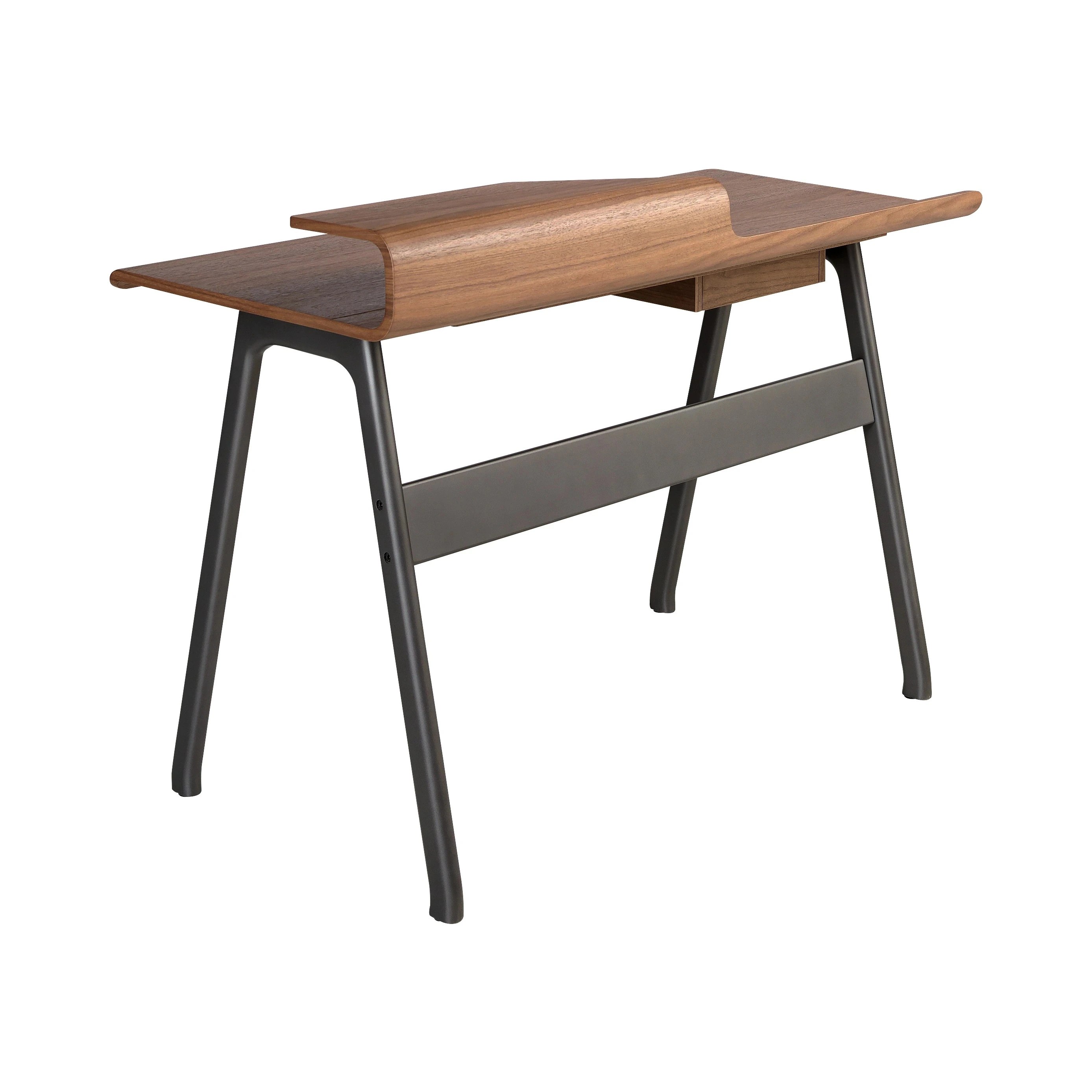 Bureau en noyer et fibre de verre couleur gris foncé métal