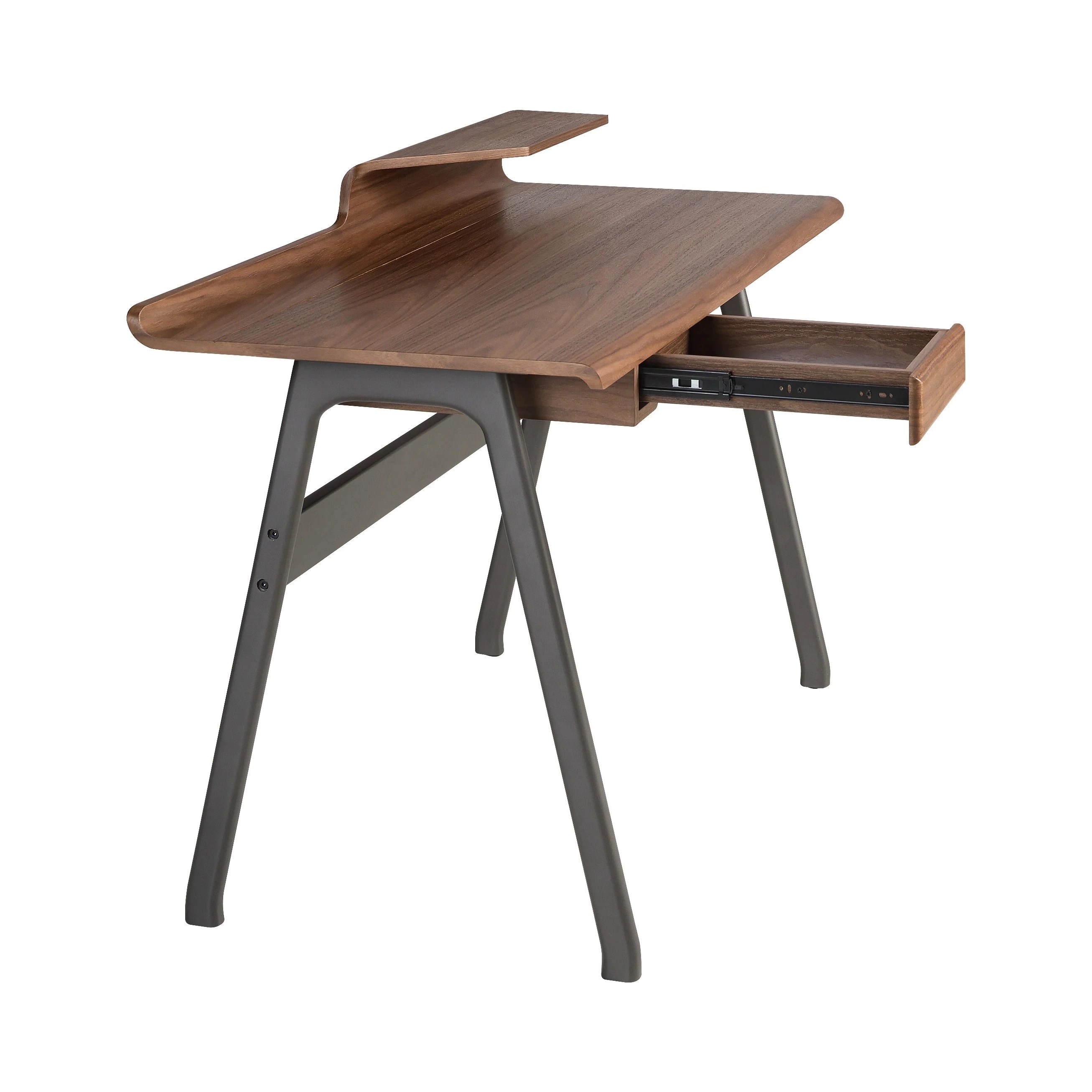 Bureau en noyer et fibre de verre couleur gris foncé métal