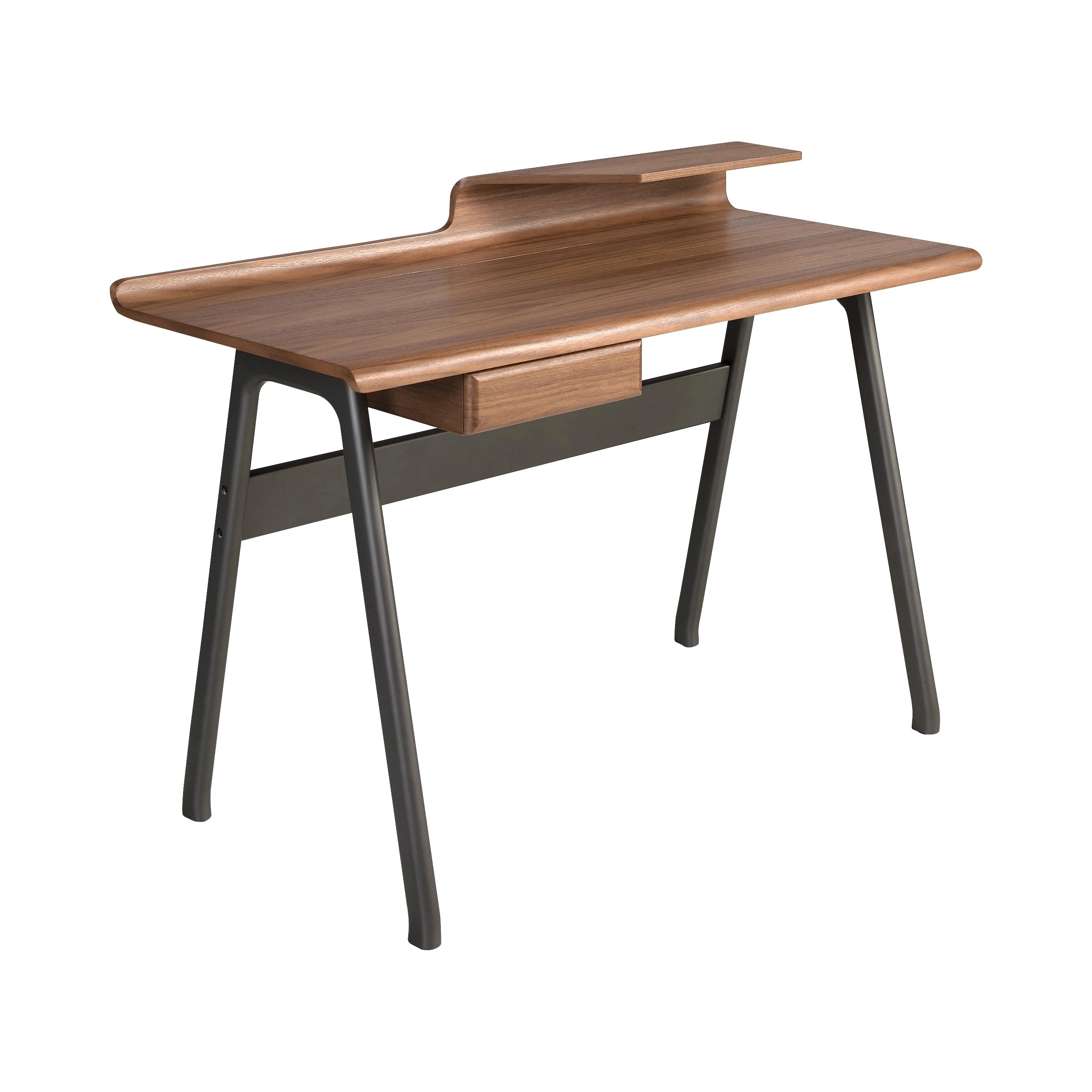 Bureau en noyer et fibre de verre couleur gris foncé métal