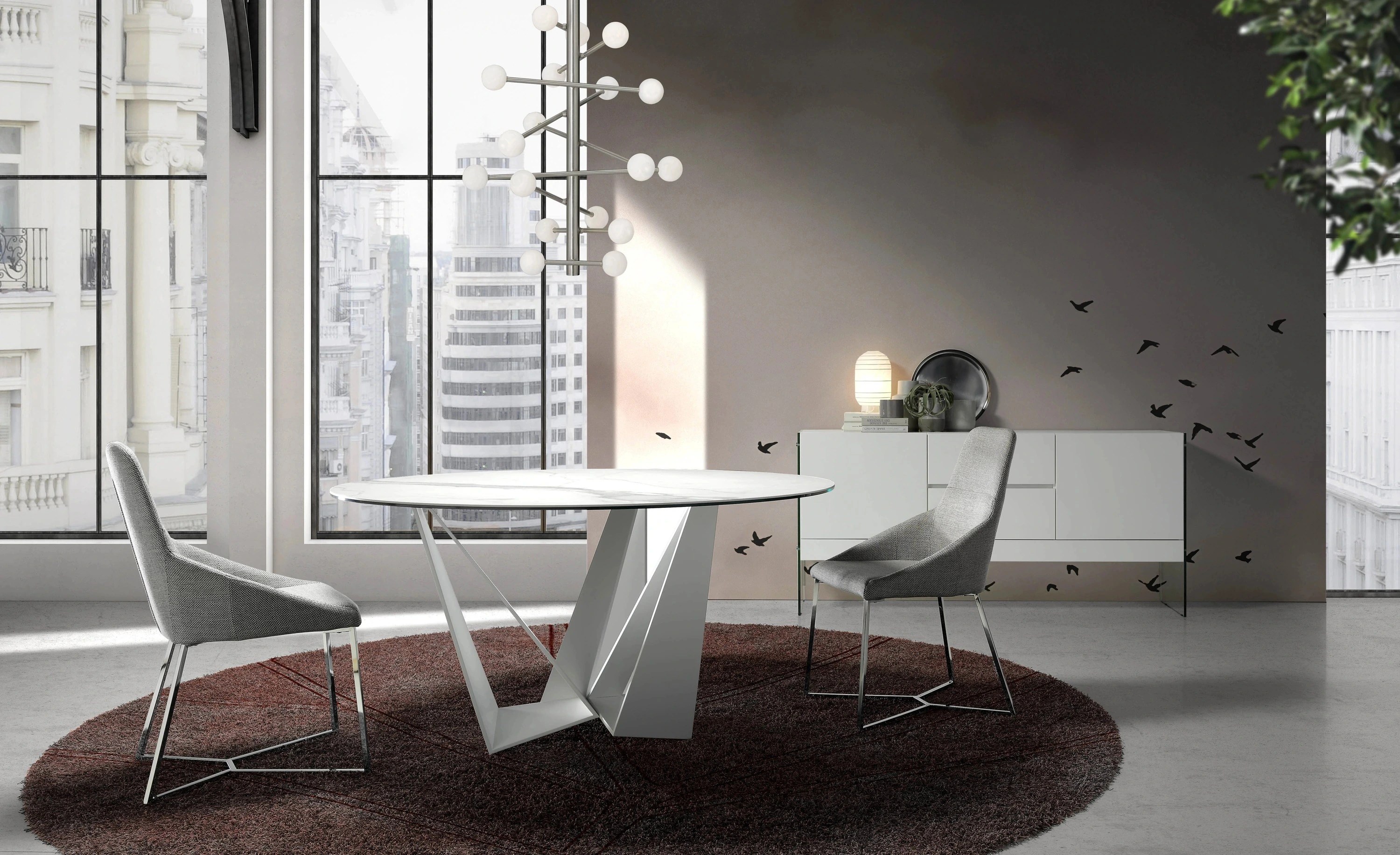 Chaise en tissu gris