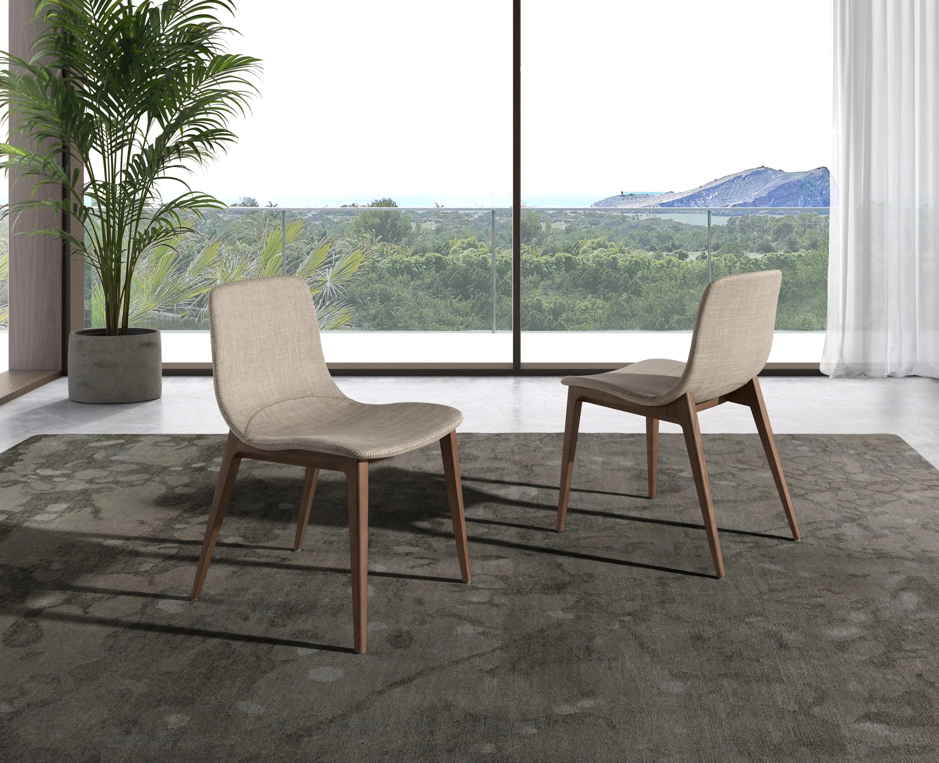 Chaise en tissu beige
