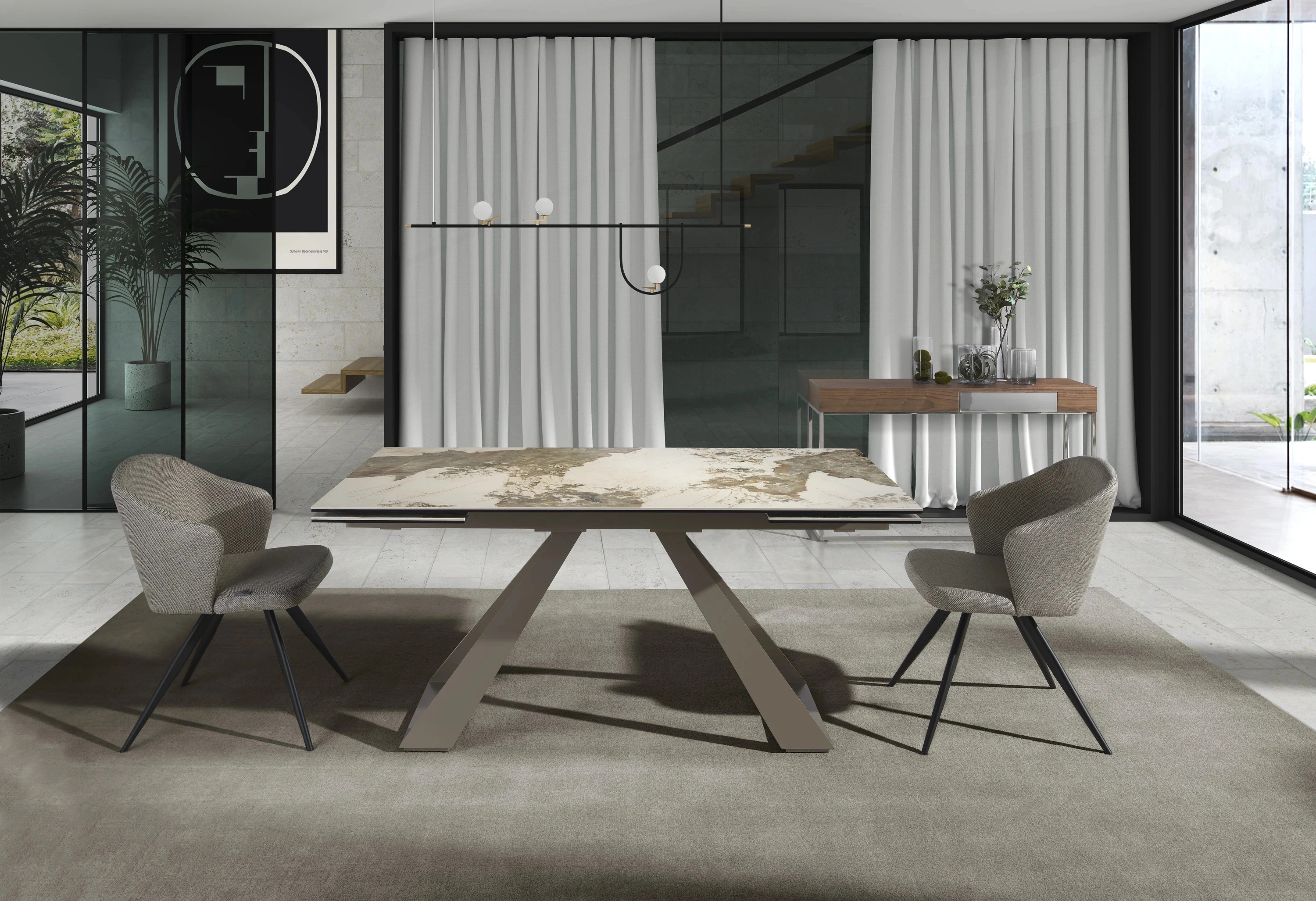 Chaise en tissu gris