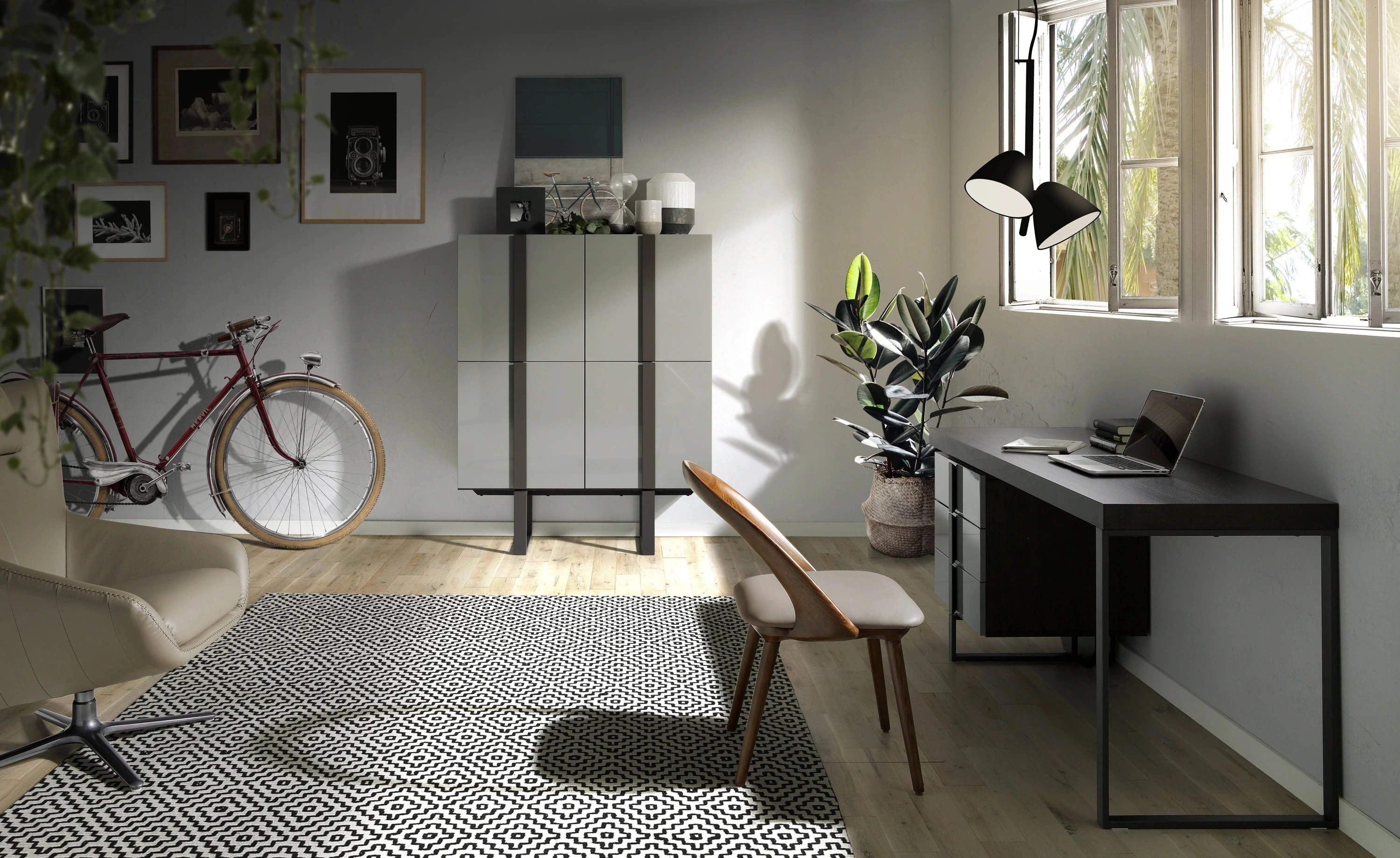 Chaise en similicuir noyer et vison