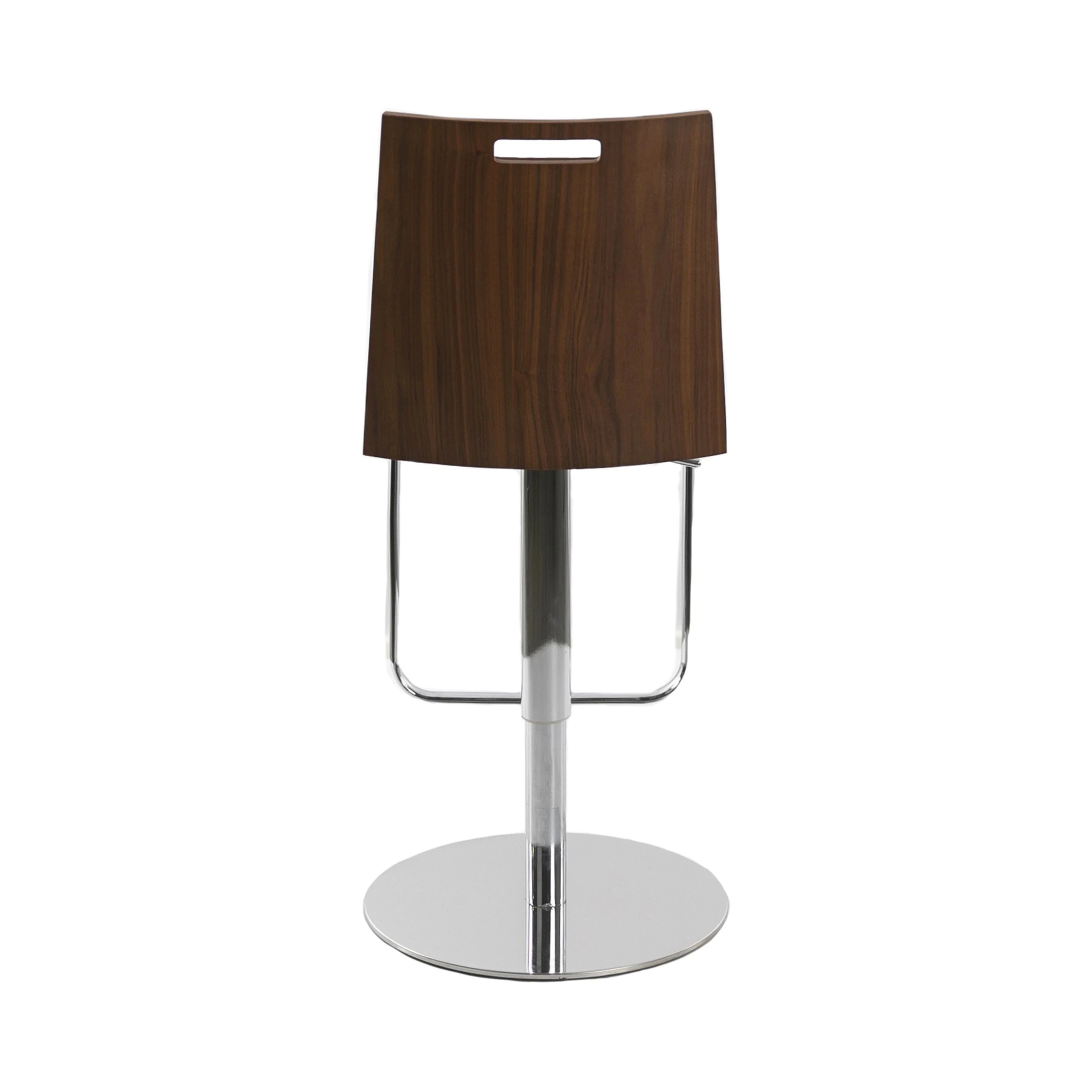 Tabouret pivotant en similicuir marron et noyer