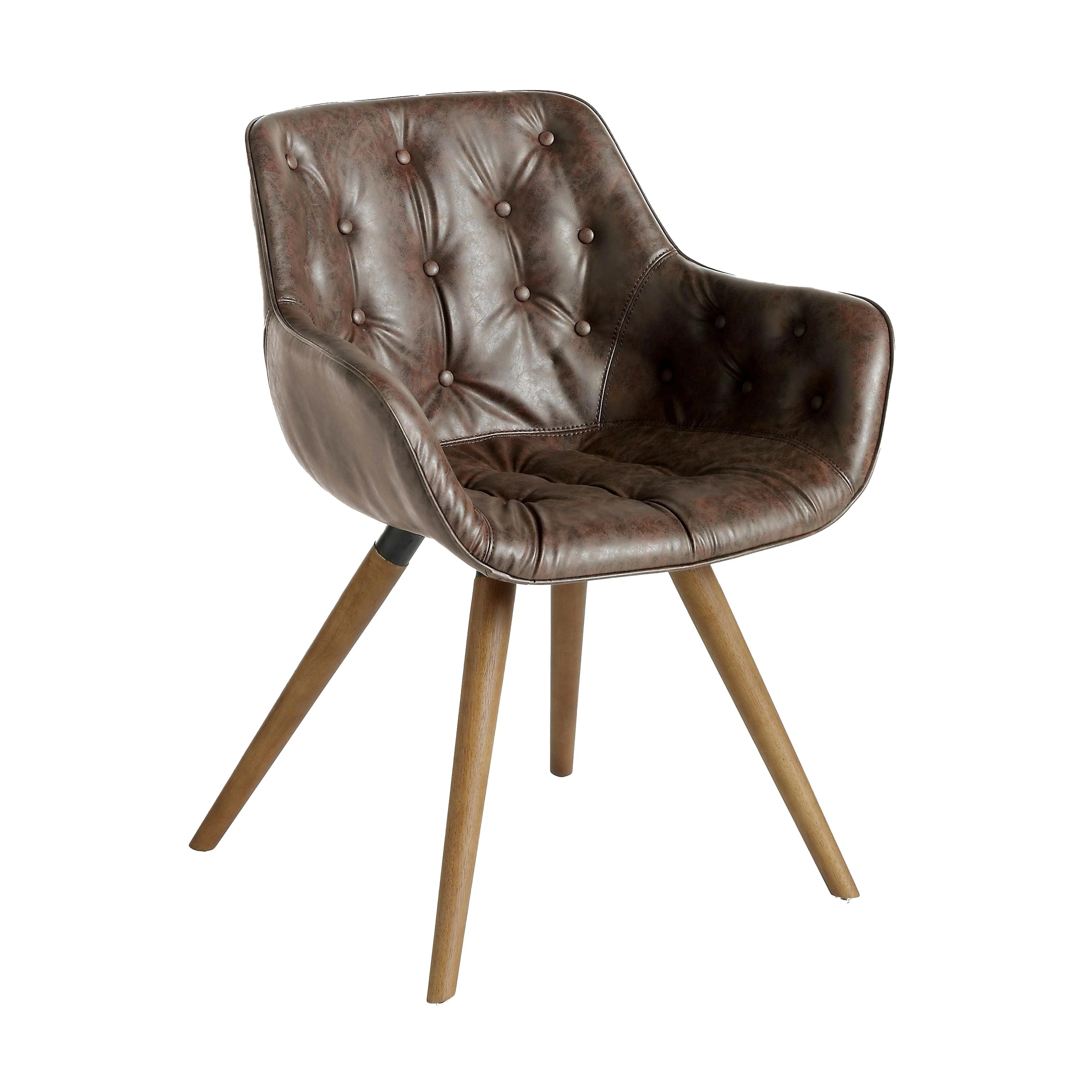 Chaise en similicuir marron chocolat