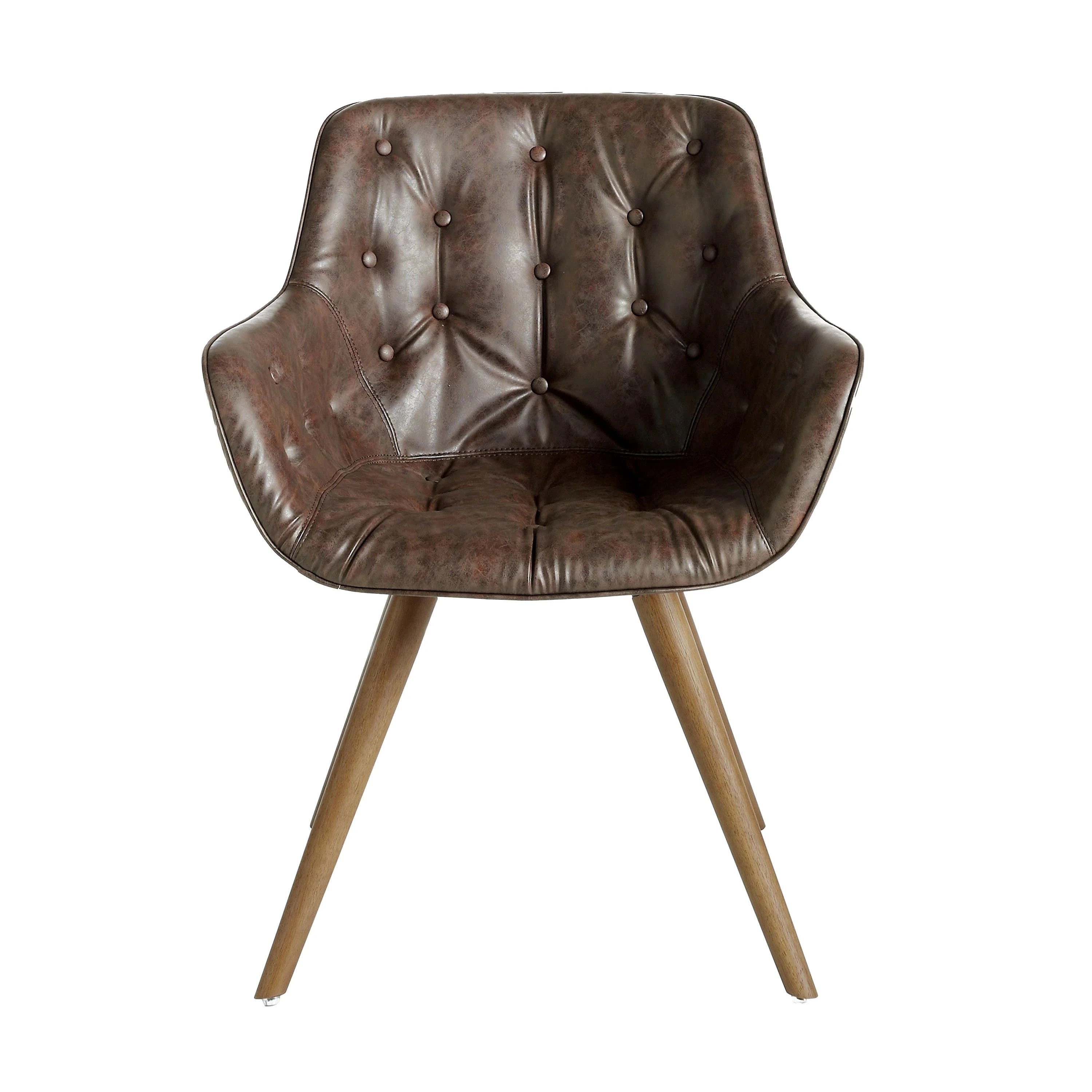 Chaise en similicuir marron chocolat