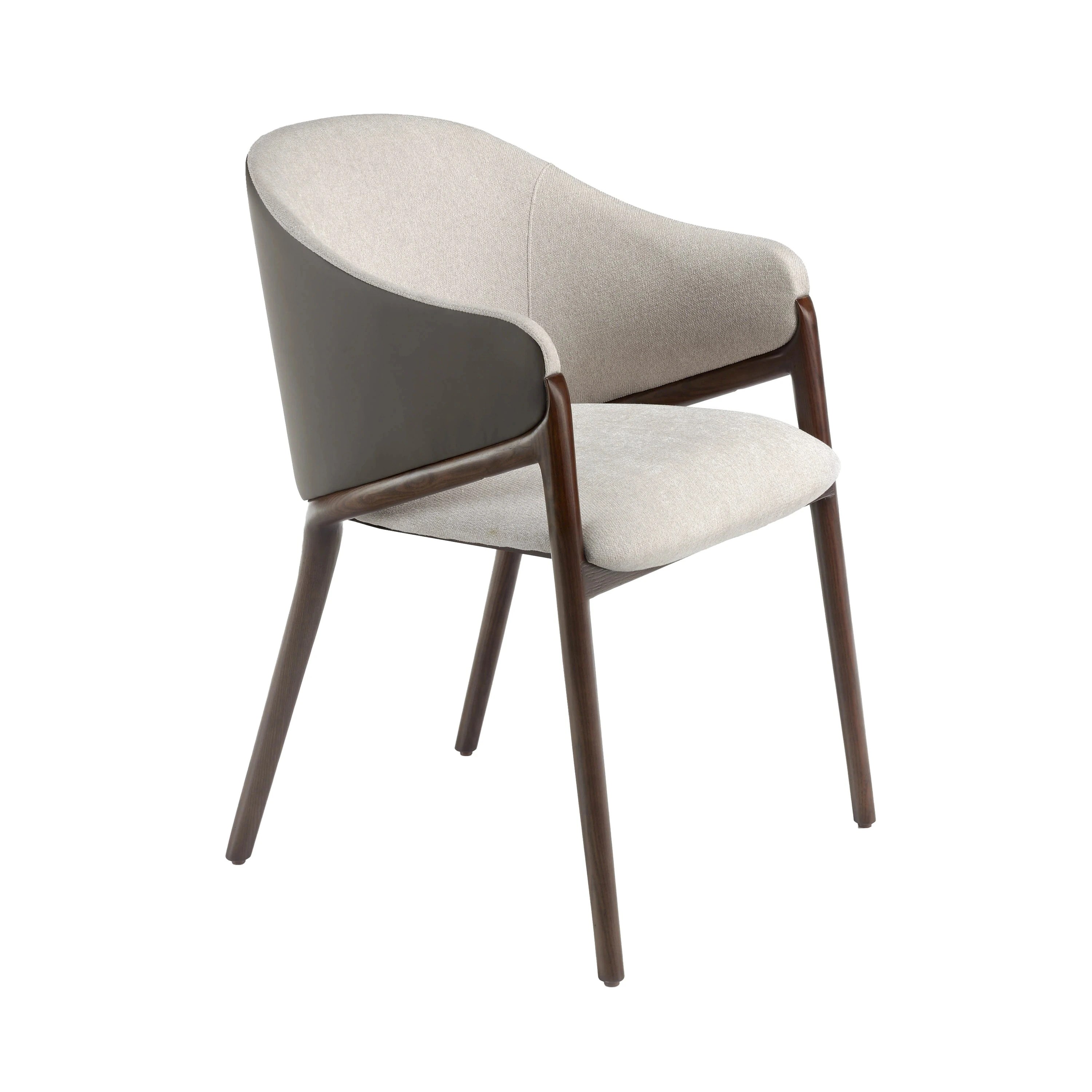 Chaise en tissu beige et vison foncé en similicuir