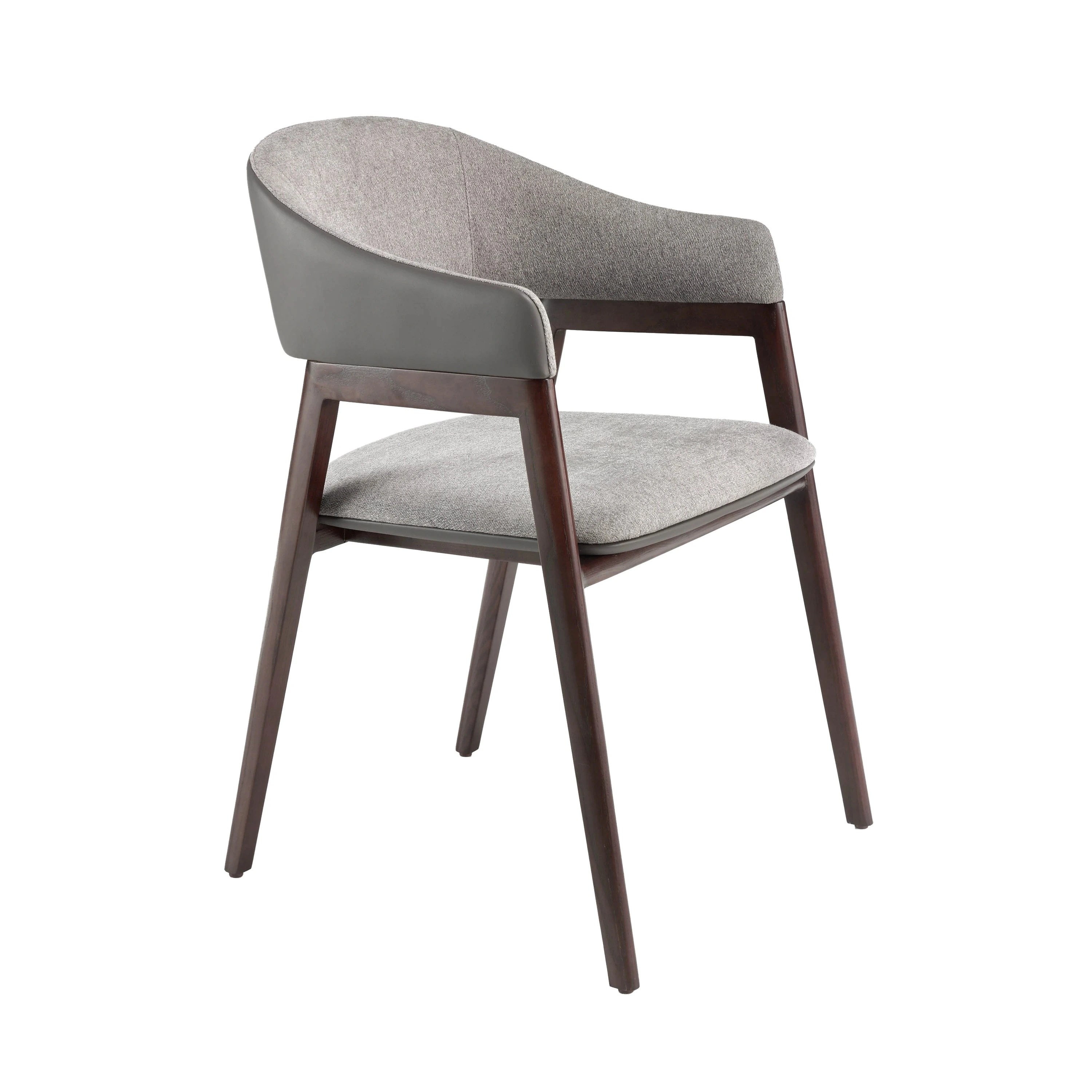 Chaise en tissu gris et vison foncé en similicuir