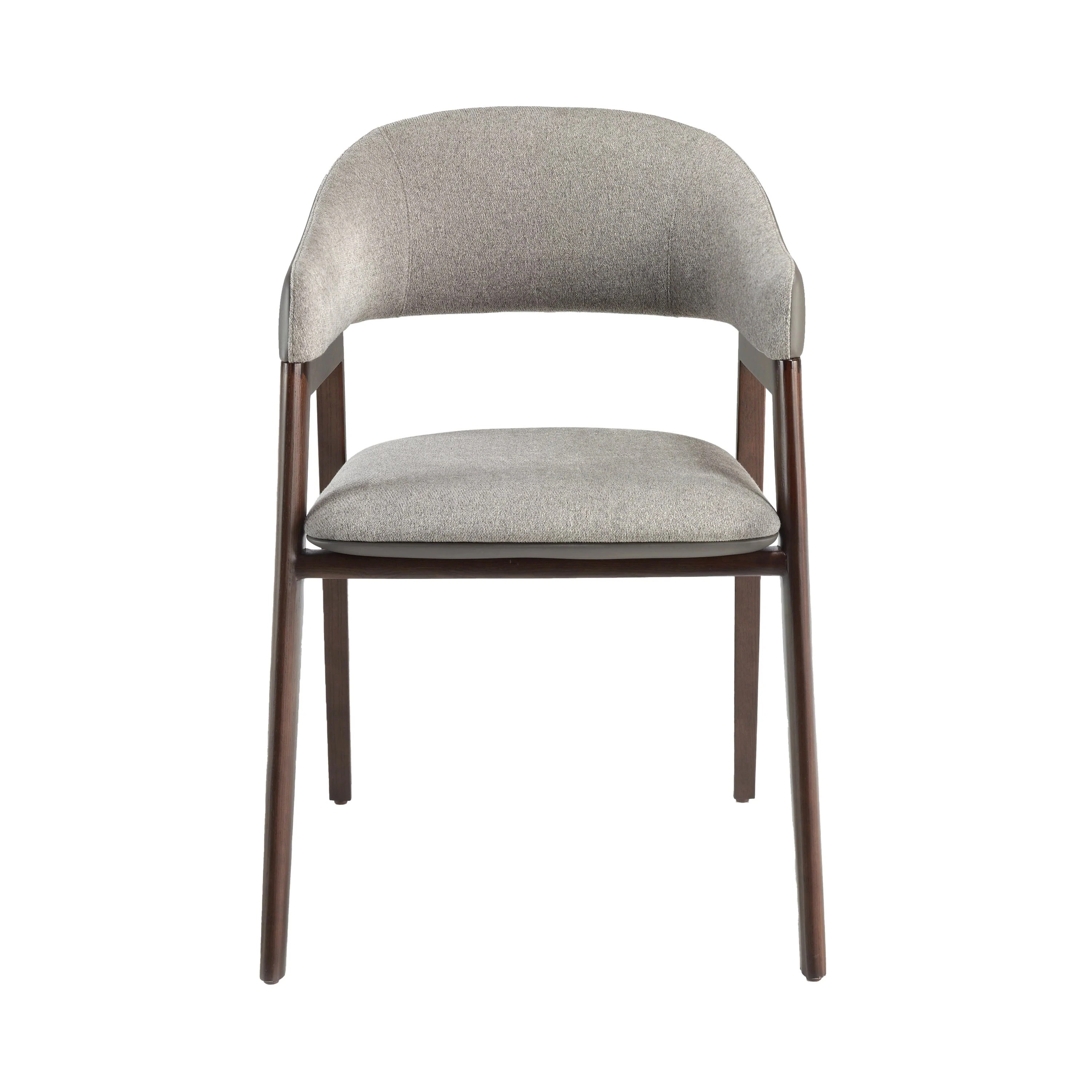 Chaise en tissu gris et vison foncé en similicuir