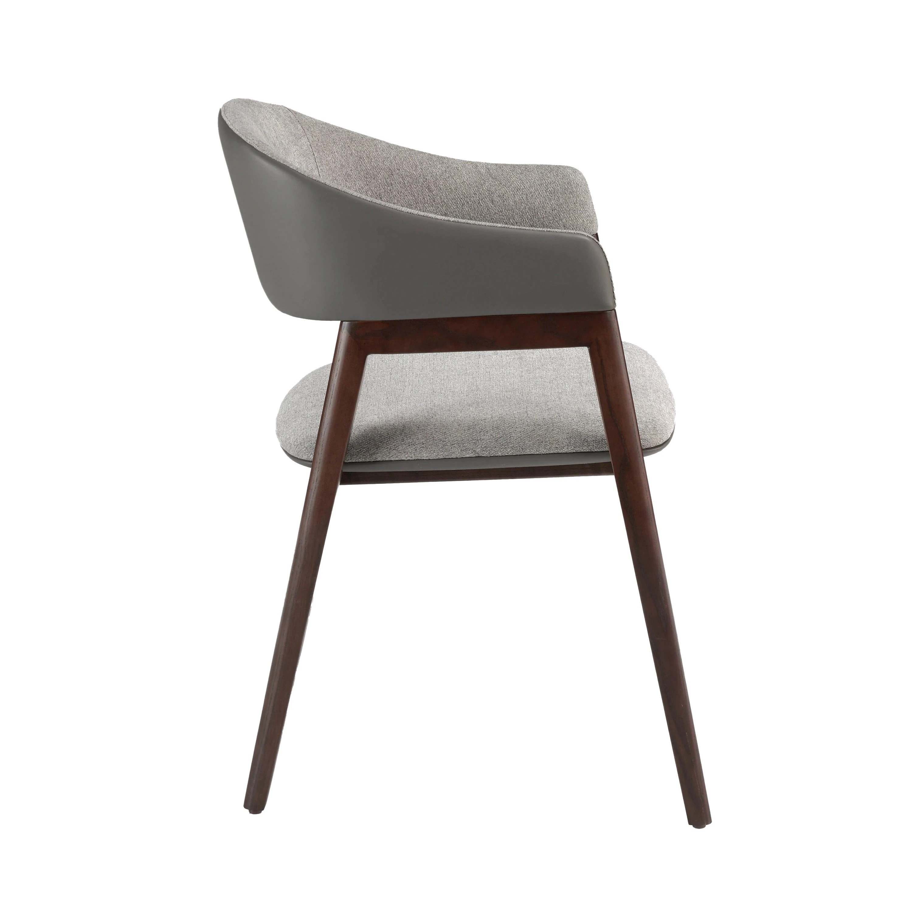 Chaise en tissu gris et vison foncé en similicuir