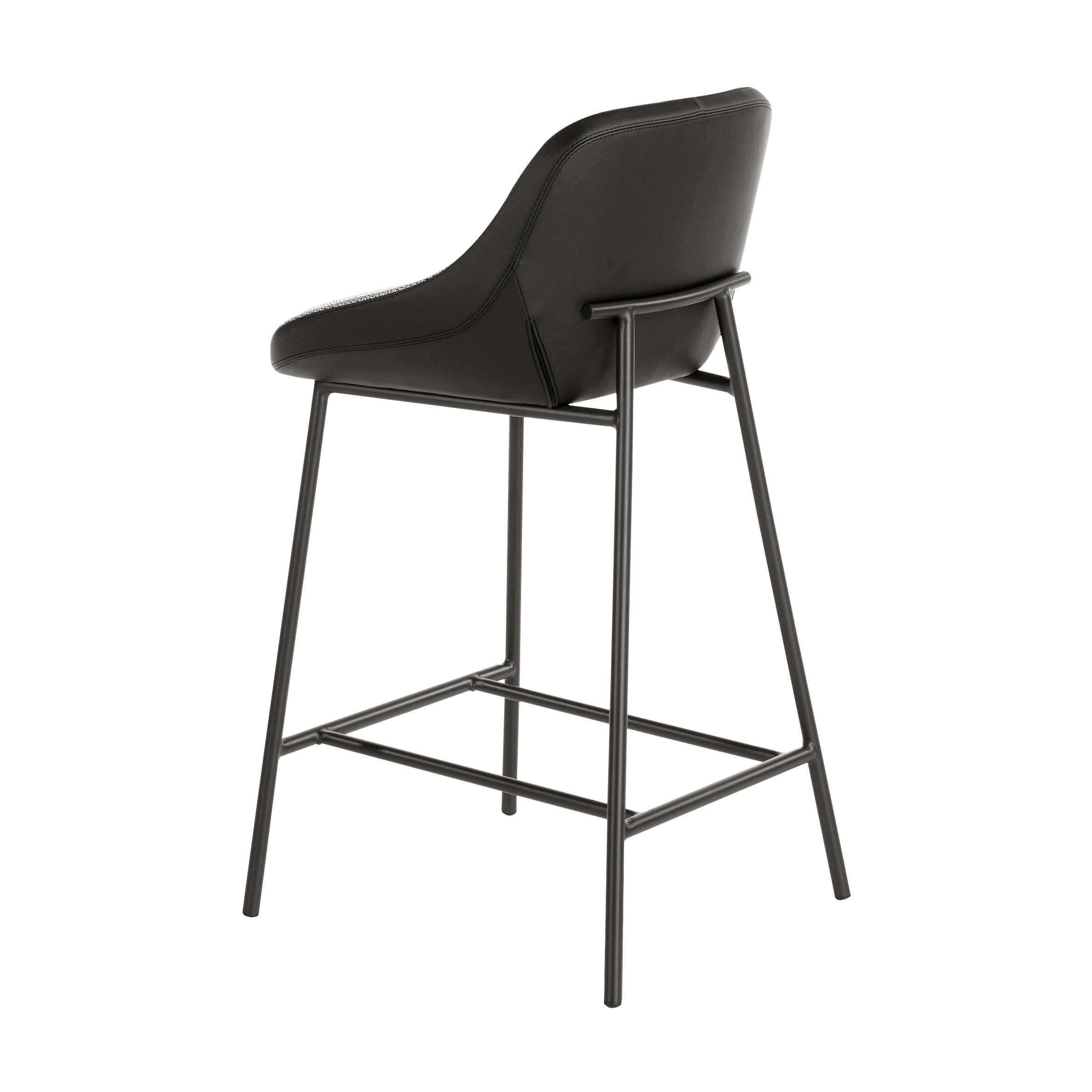Tabouret en tissu gris et similicuir noir