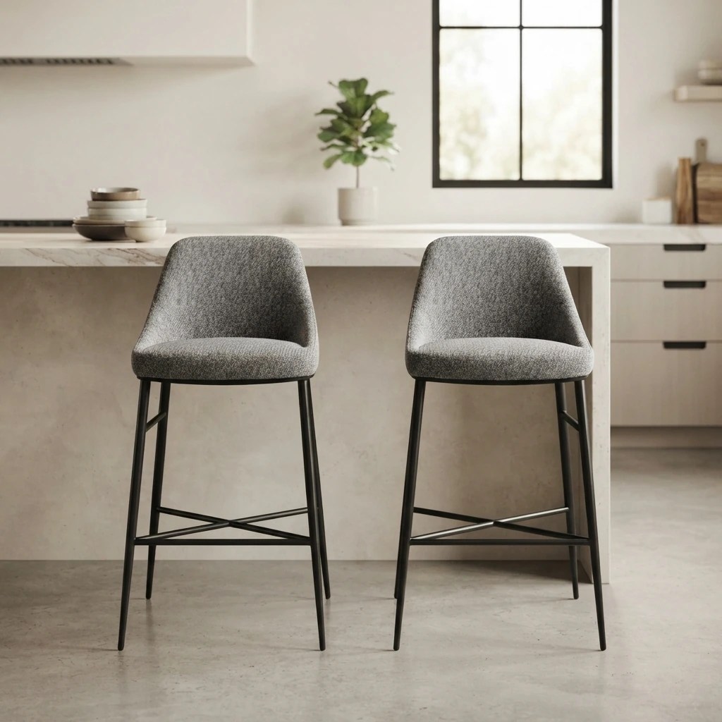 Tabouret en tissu gris