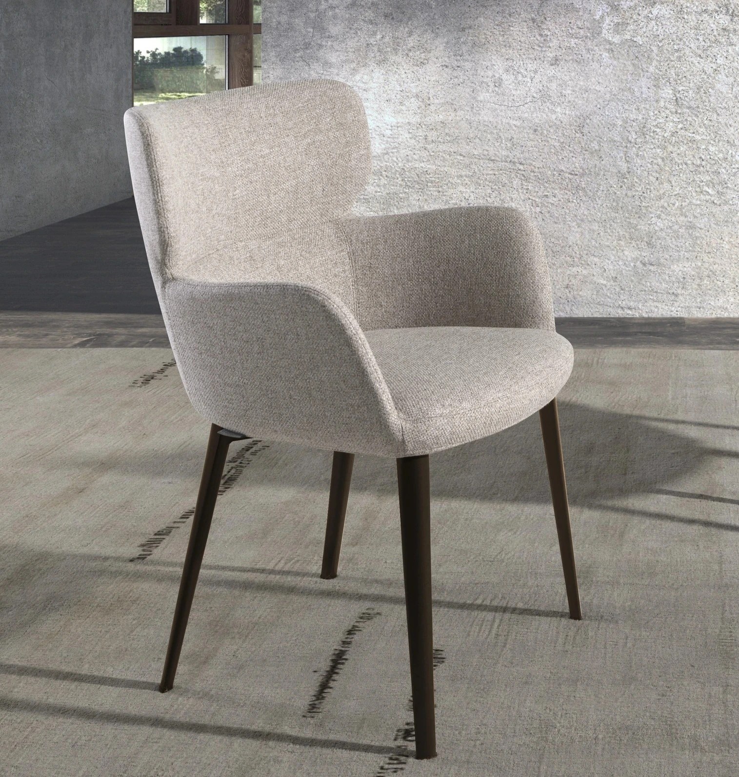 Chaise en tissu marbré marron