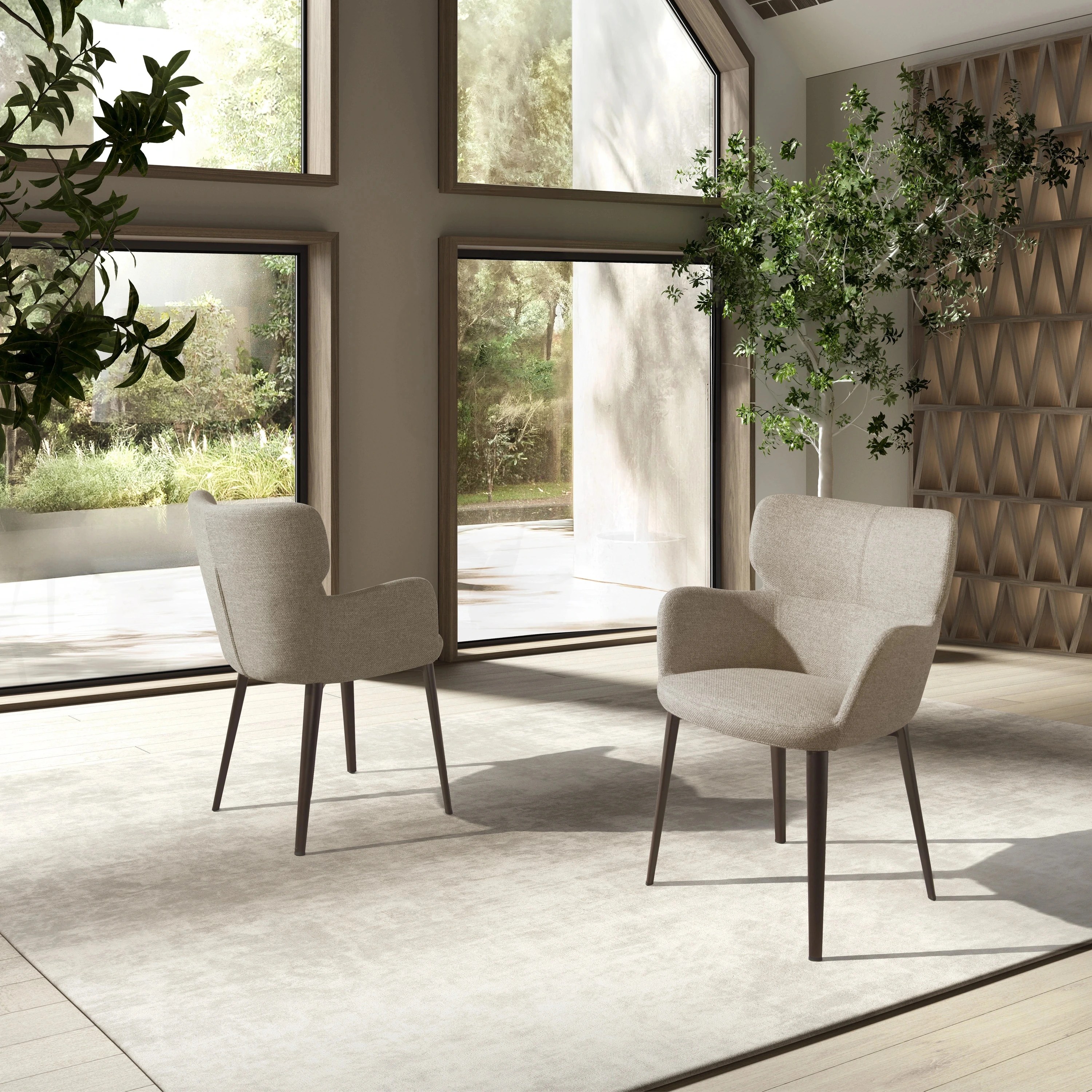 Chaise en tissu marbré marron