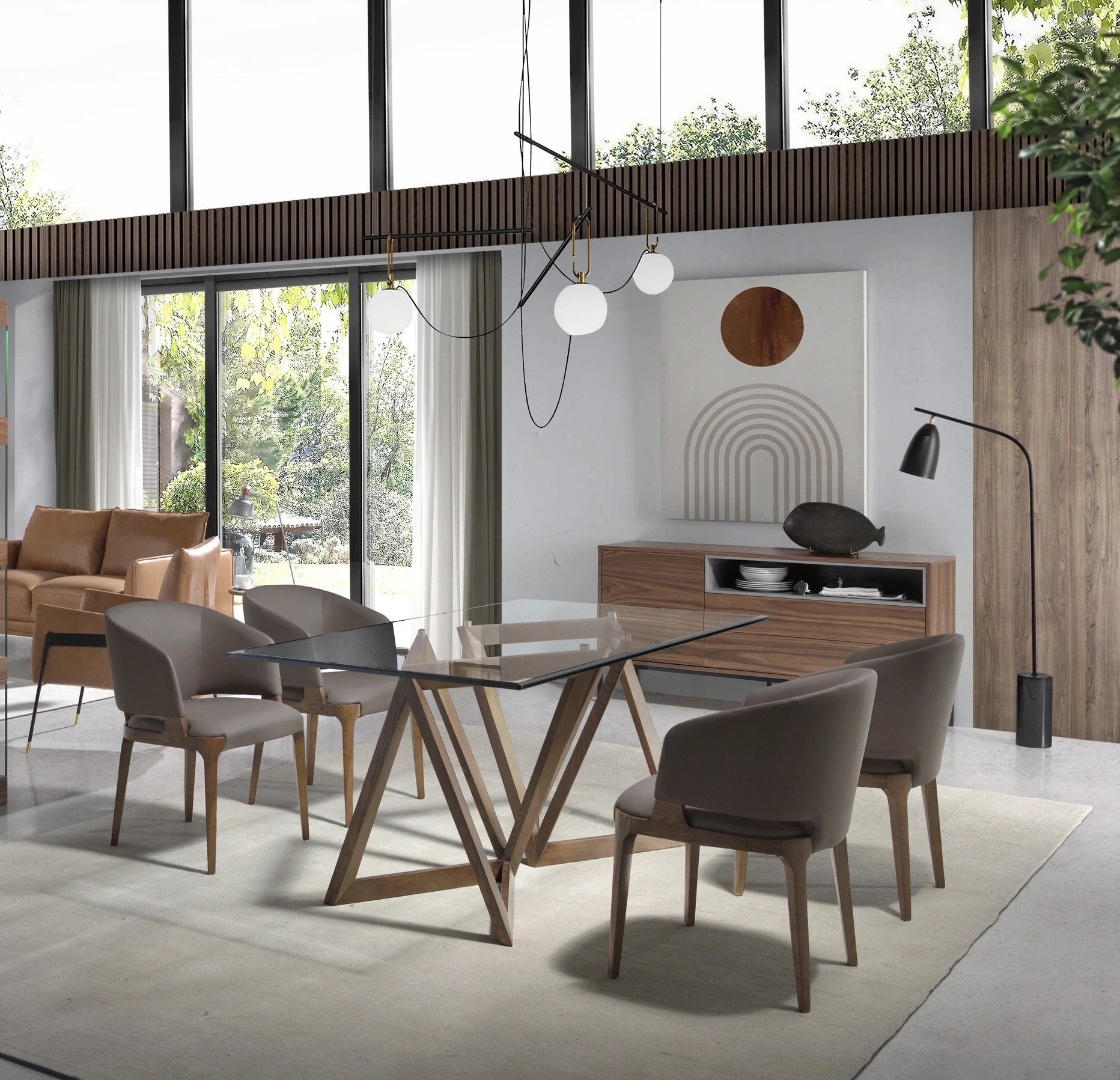 Chaise en similicuir taupe foncé