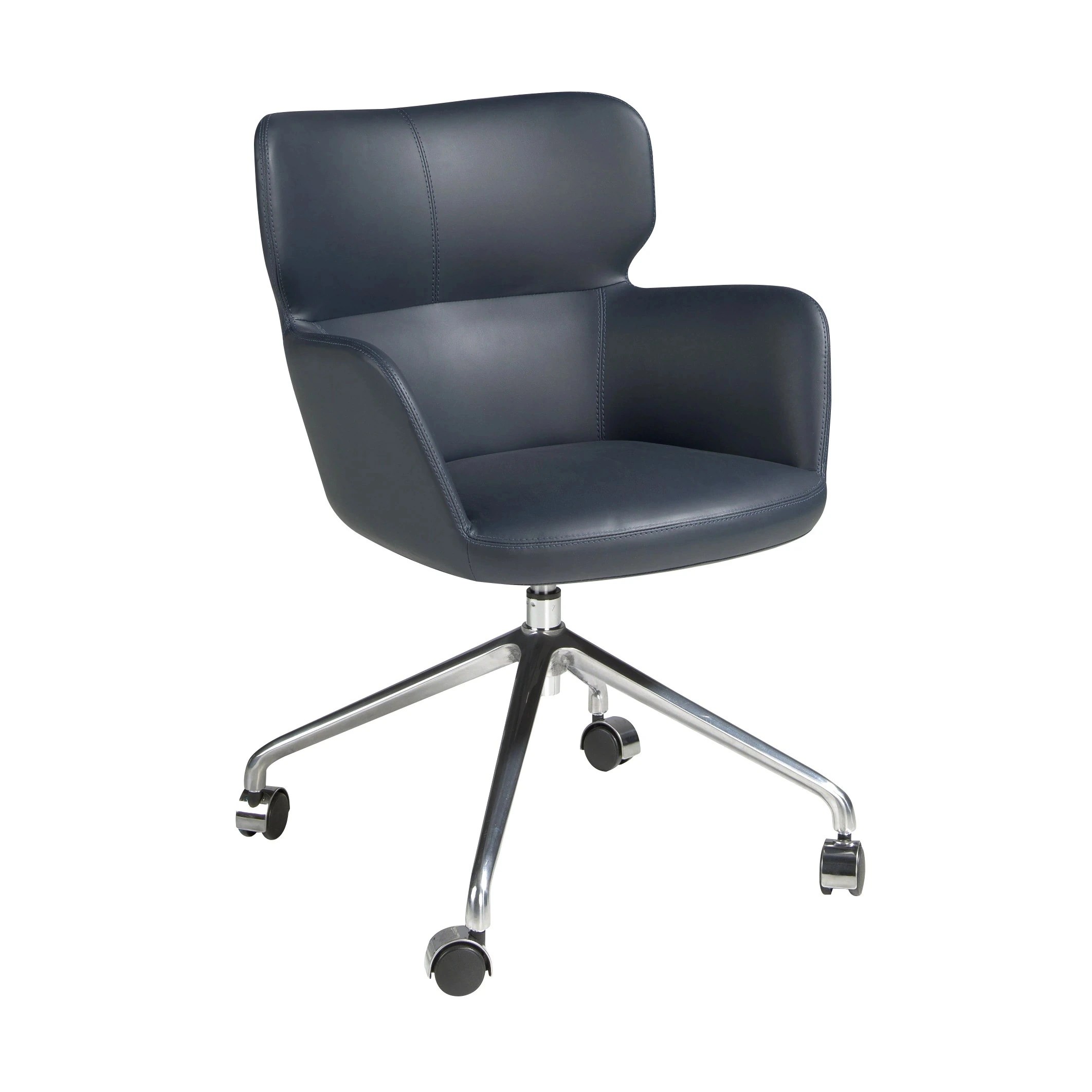 Chaise de bureau pivotant en similicuir bleu