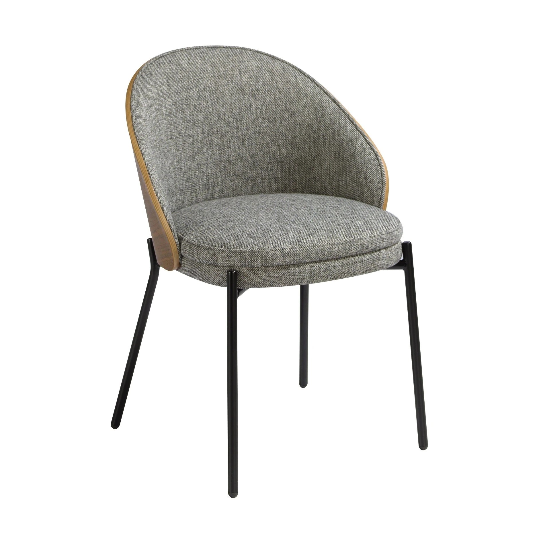 Chaise en tissu gris et noyer
