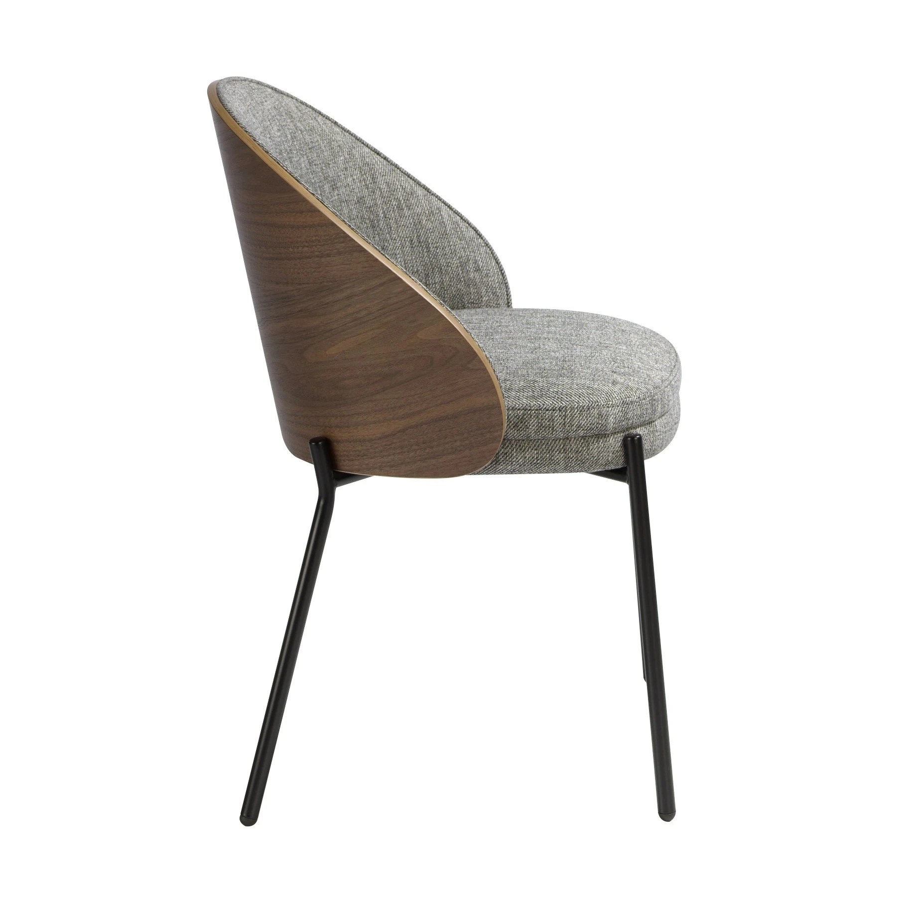 Chaise en tissu gris et noyer