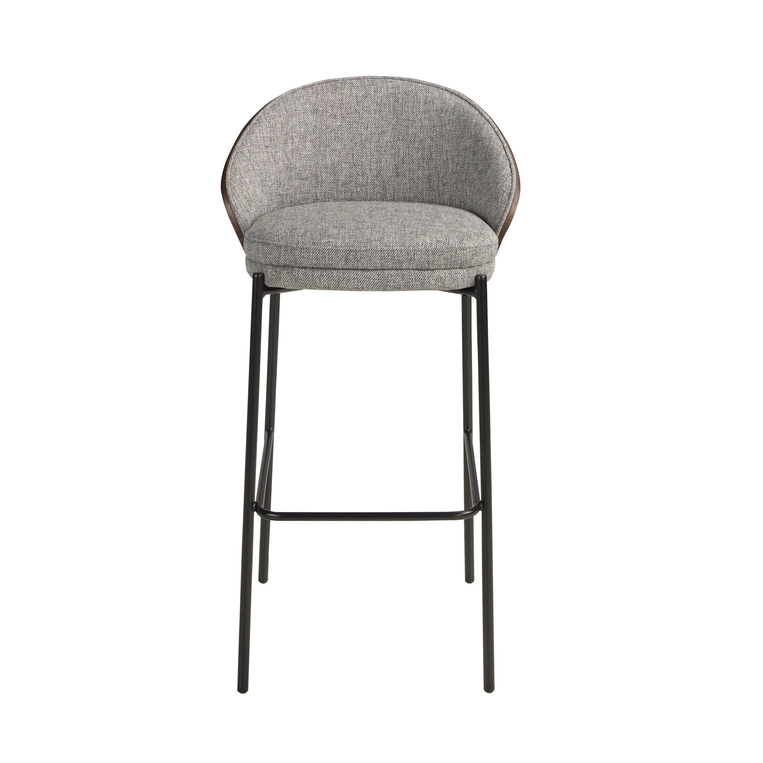 Tabouret en tissu gris et noyer