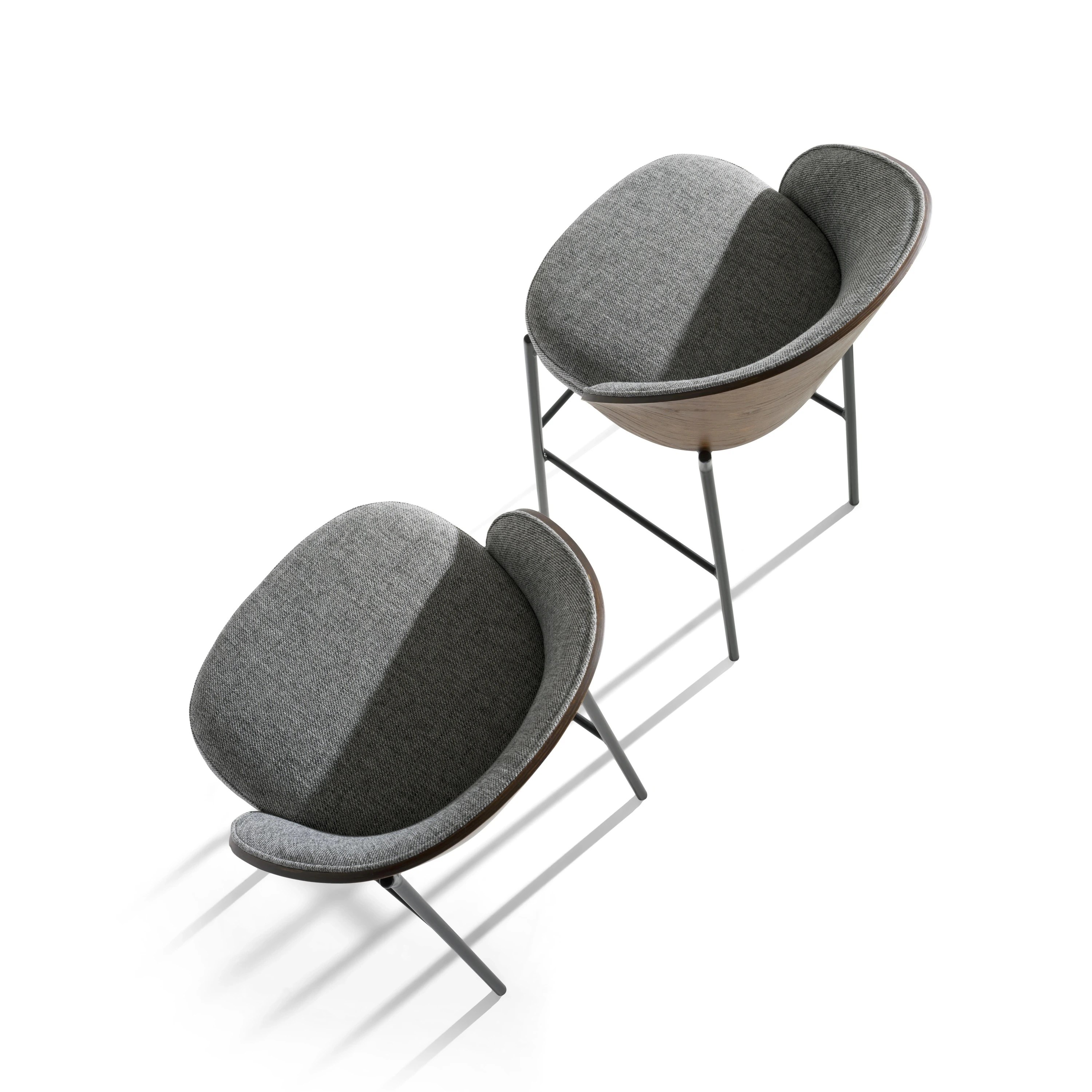 Tabouret en tissu gris et noyer