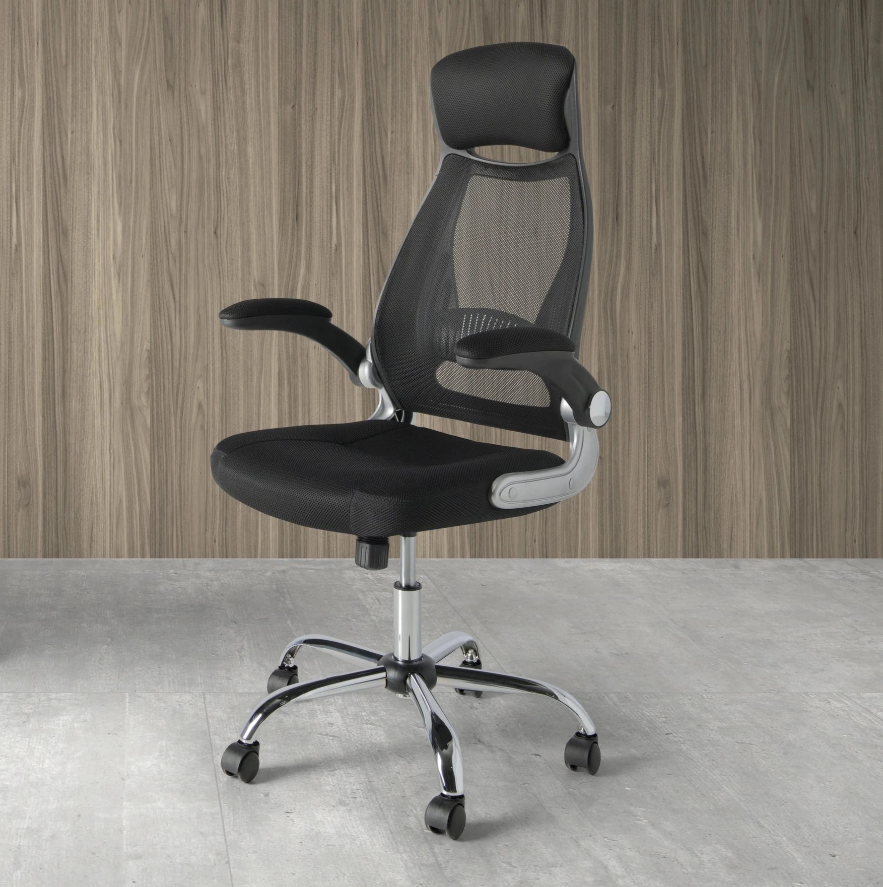 Fauteuil de bureau pivotante en tissu noir