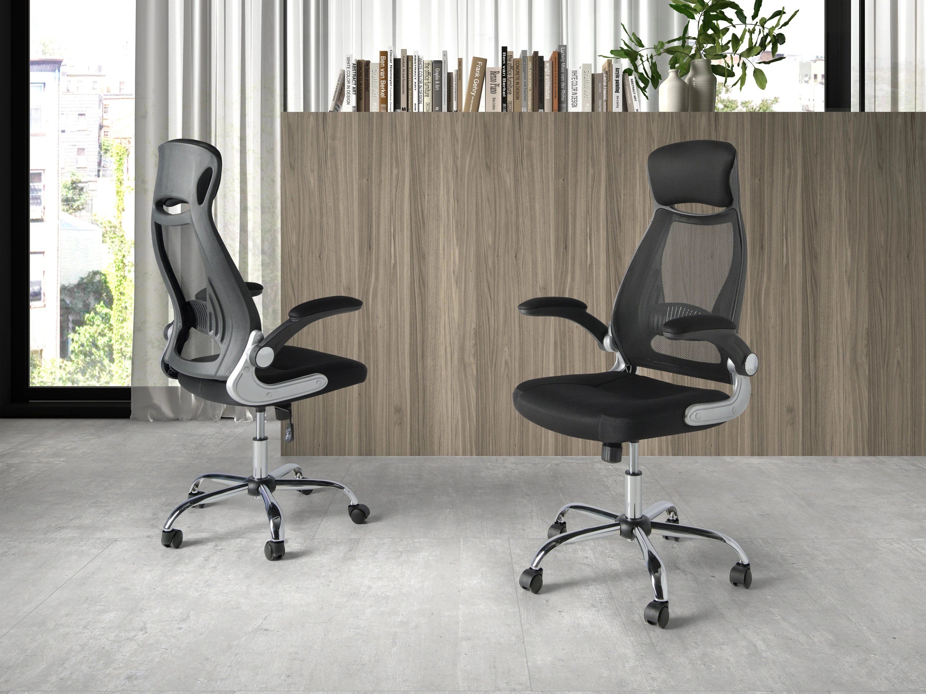 Fauteuil de bureau pivotante en tissu noir