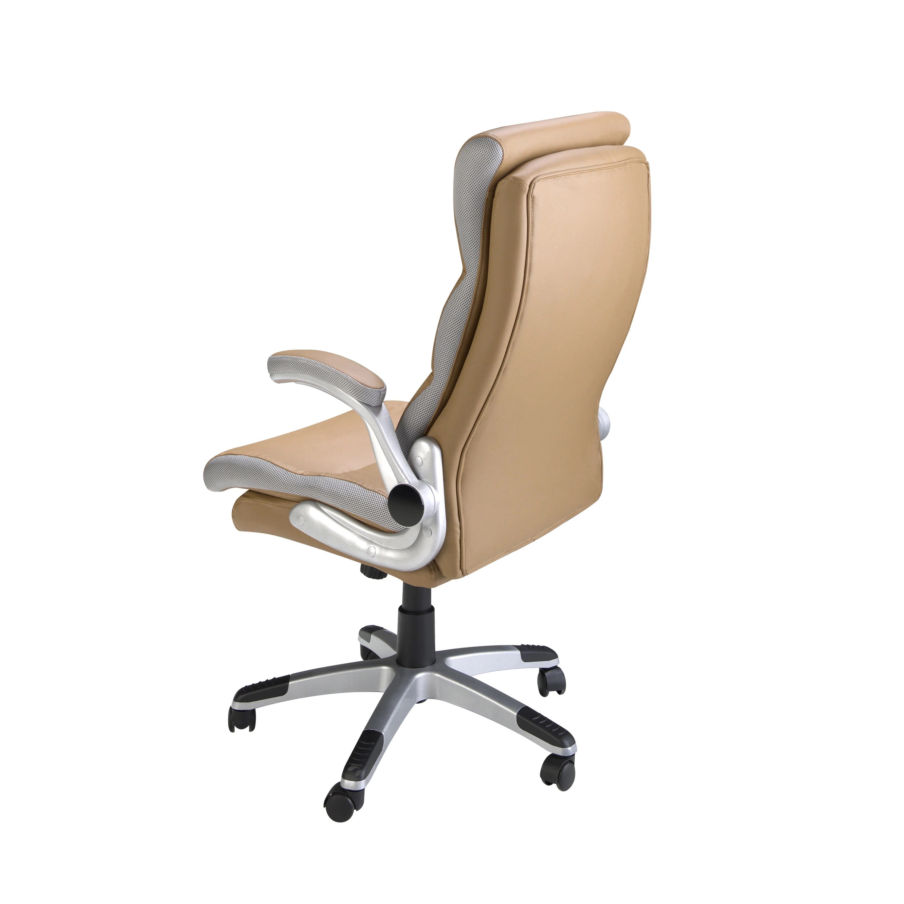 Fauteuil de bureau pivotante en similicuir marron