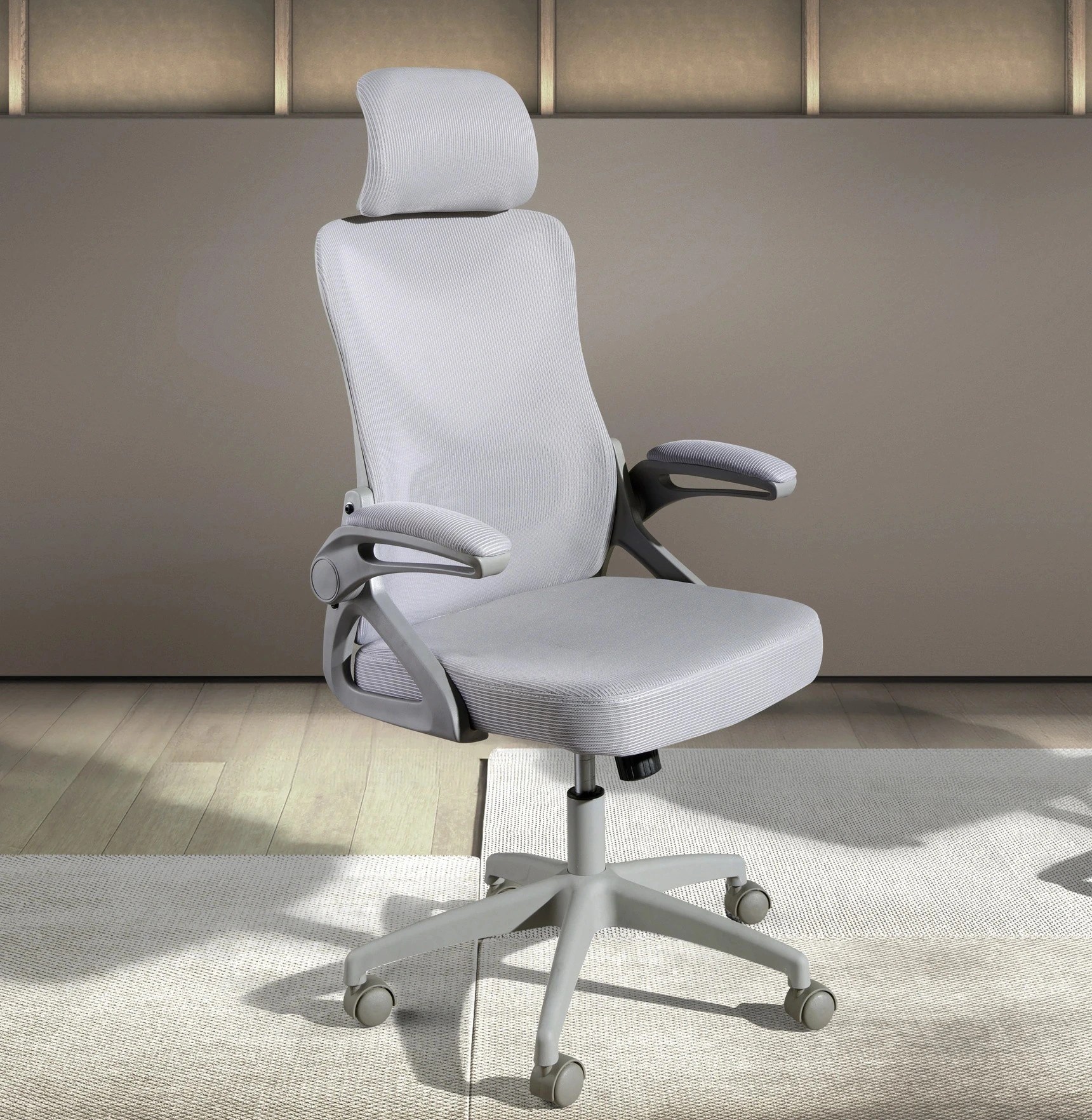 Fauteuil de bureau pivotant tissu gris