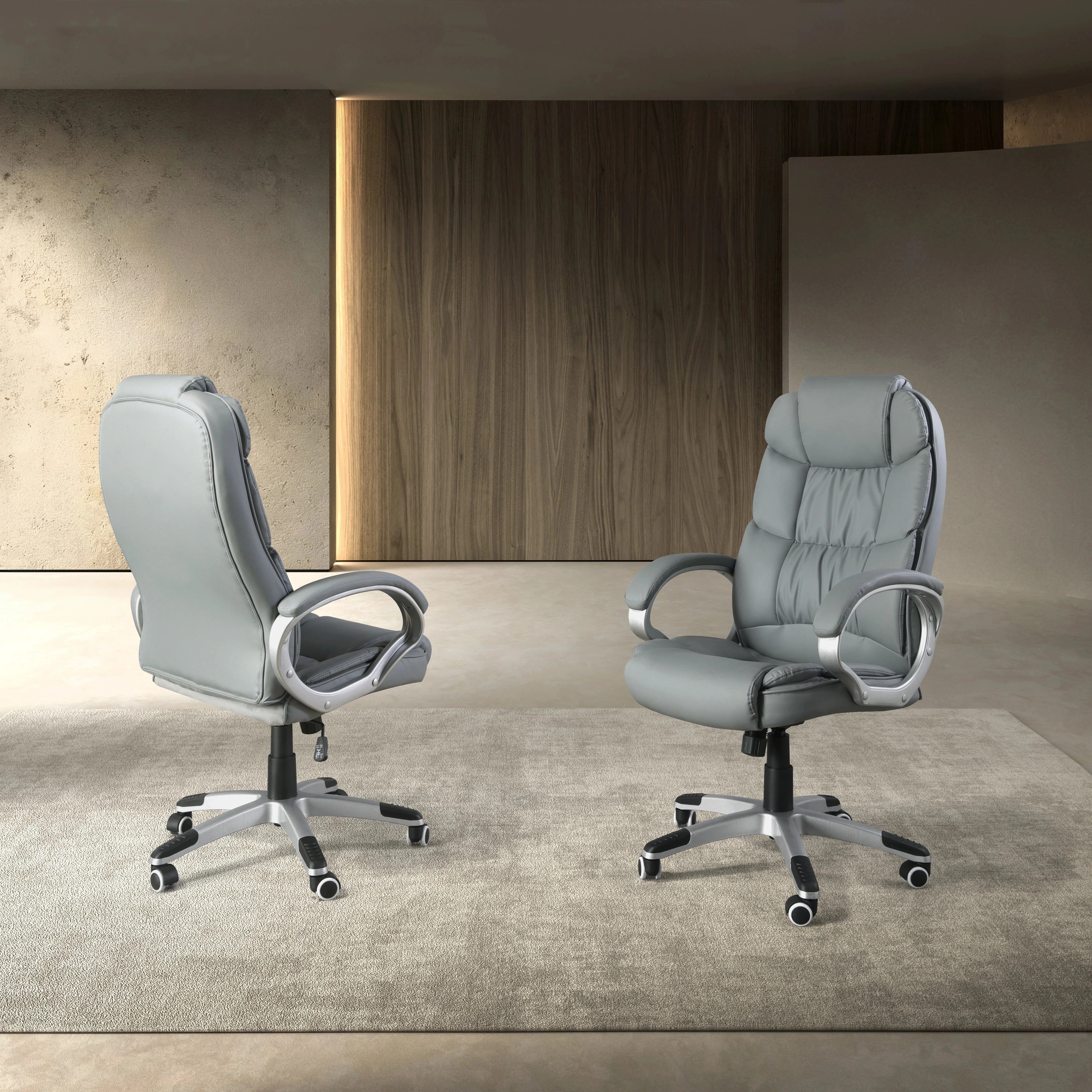 Fauteuil de bureau pivotante en simili-cuir gris